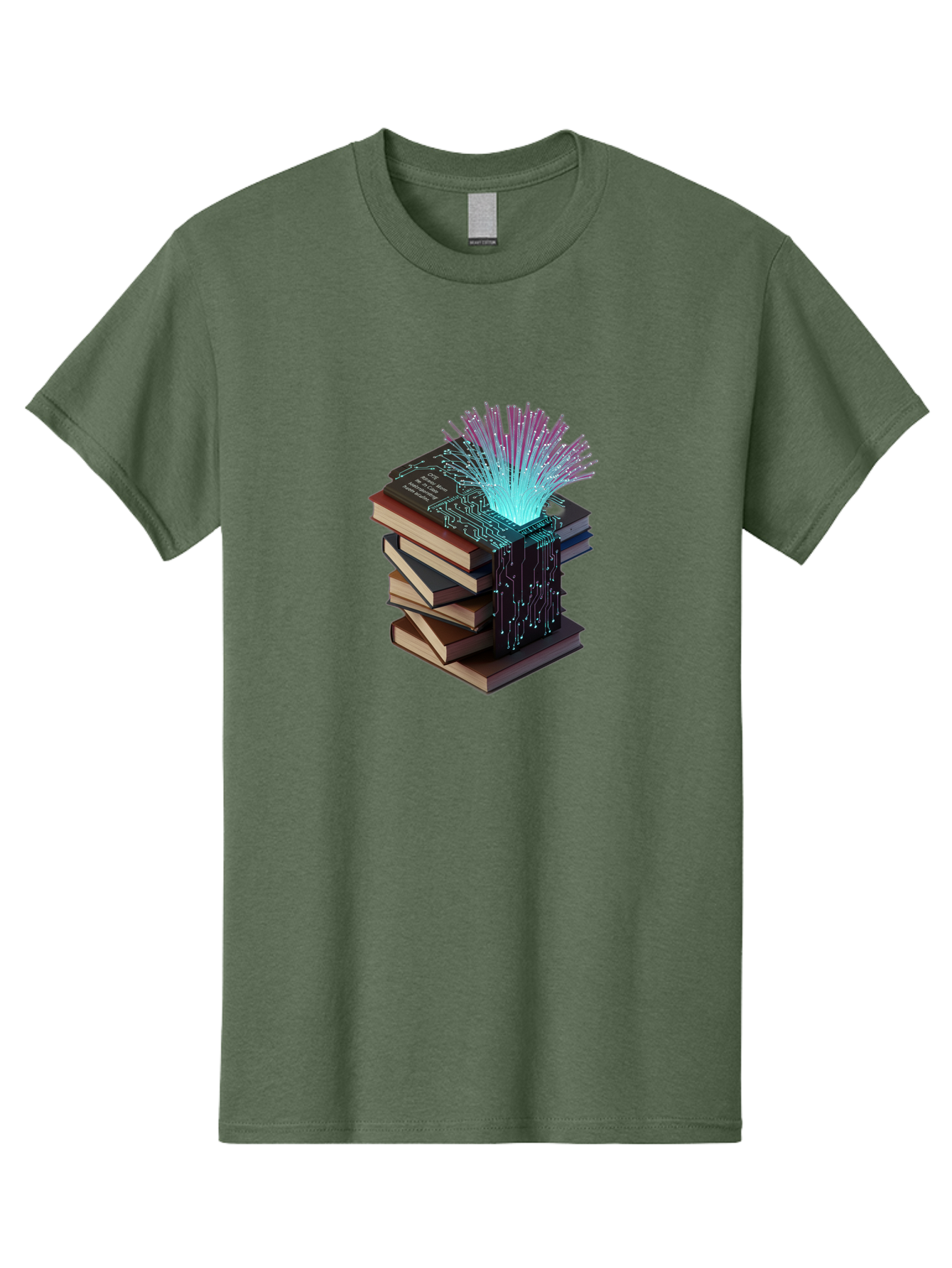 Stacked-Books-With-Circuit-Board-And-Data-Streams Men'S Graphic Tee, 100% Cotton, Comfortable Casual Summer Wear, Machine Washable, Vintage Camera, Old Camera, Antique Camera, Black Camera, Classic Photography, Photography Equipment, Bah172