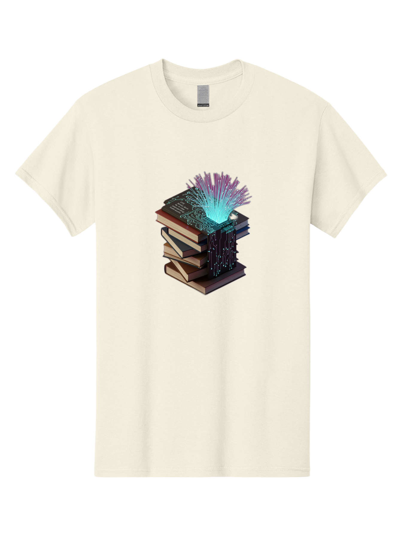 Stacked-Books-With-Circuit-Board-And-Data-Streams Men'S Graphic Tee, 100% Cotton, Comfortable Casual Summer Wear, Machine Washable, Vintage Camera, Old Camera, Antique Camera, Black Camera, Classic Photography, Photography Equipment, Bah172