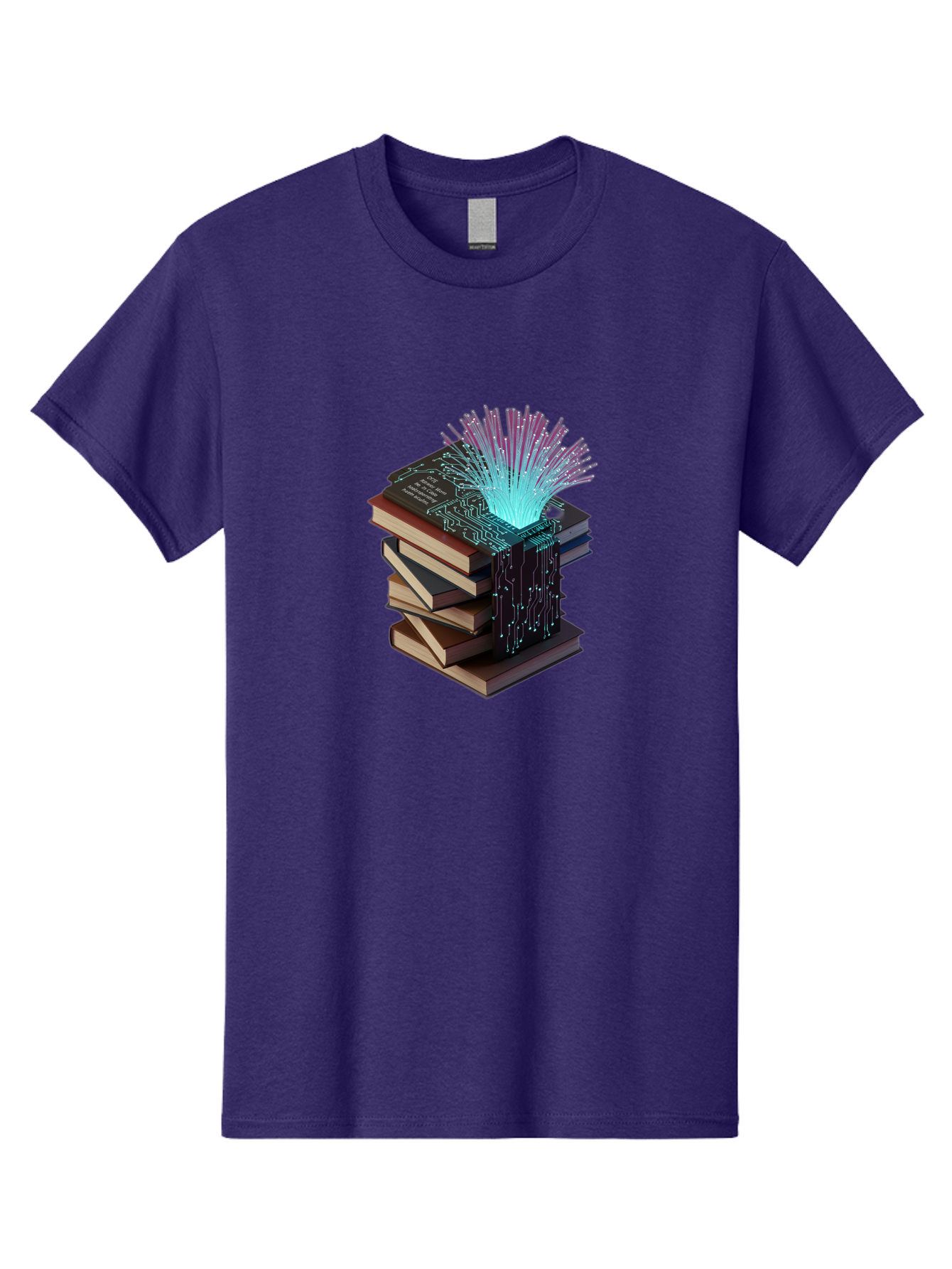 Stacked-Books-With-Circuit-Board-And-Data-Streams Men'S Graphic Tee, 100% Cotton, Comfortable Casual Summer Wear, Machine Washable, Vintage Camera, Old Camera, Antique Camera, Black Camera, Classic Photography, Photography Equipment, Bah172