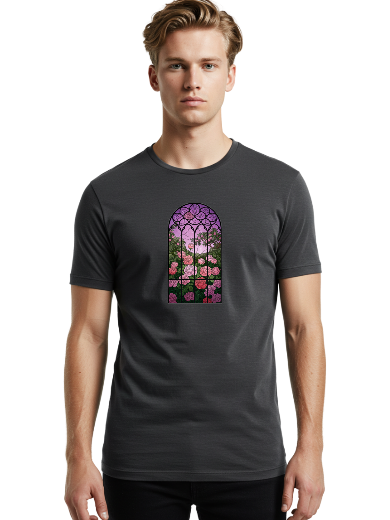 Stained-Glass-Window Men'S Graphic Tee, 100% Cotton, Comfortable Casual Summer Wear, Machine Washable, Vintage Camera, Old Camera, Antique Camera, Black Camera, Classic Photography, Photography Equipment, Nostalgic Device, Film Camera, Bah175