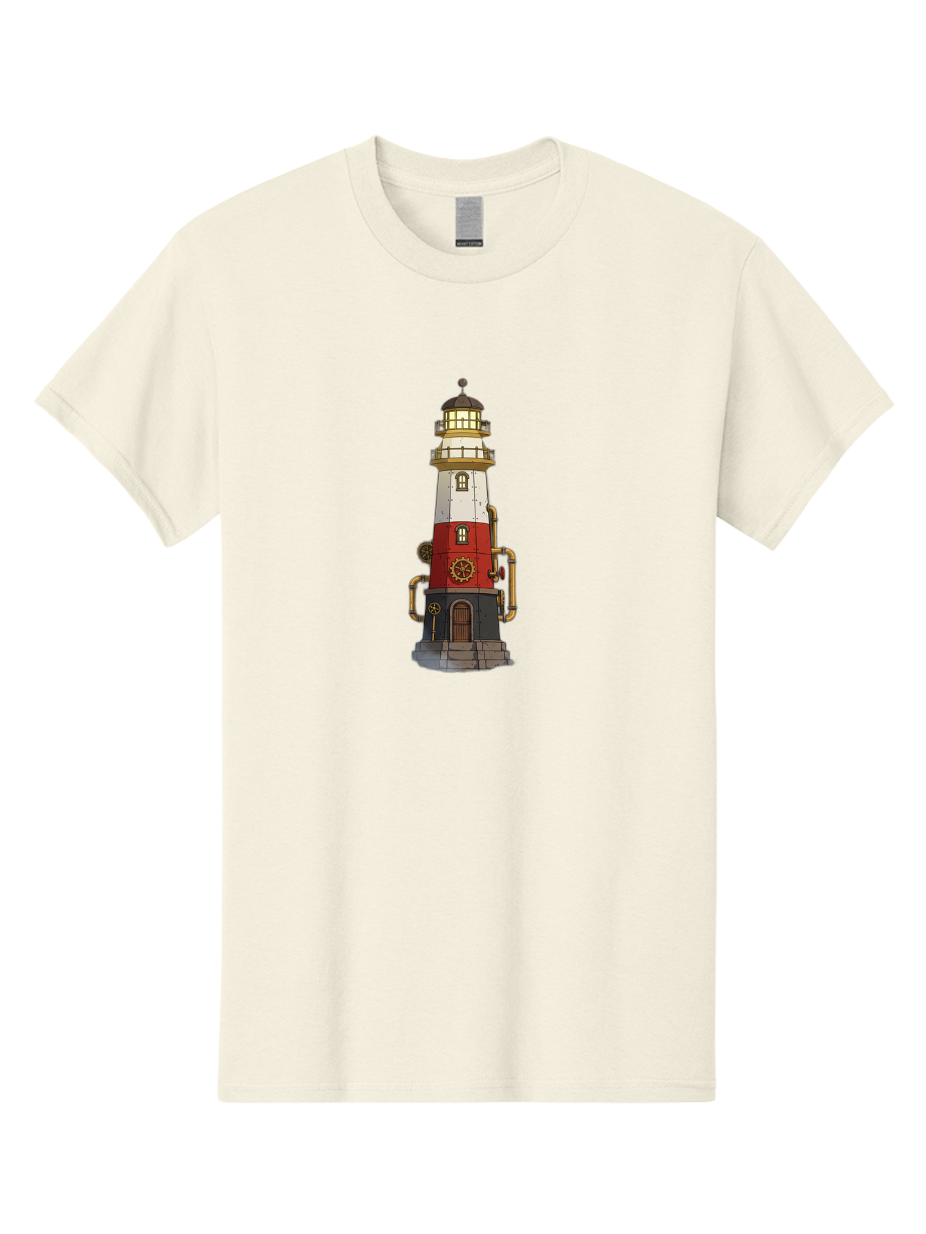 Steampunk-Lighthouse Men'S Graphic Tee, 100% Cotton, Comfortable Casual Summer Wear, Machine Washable, Vintage Camera, Old Camera, Antique Camera, Black Camera, Classic Photography, Photography Equipment, Nostalgic Device, Film Camera, Bah186