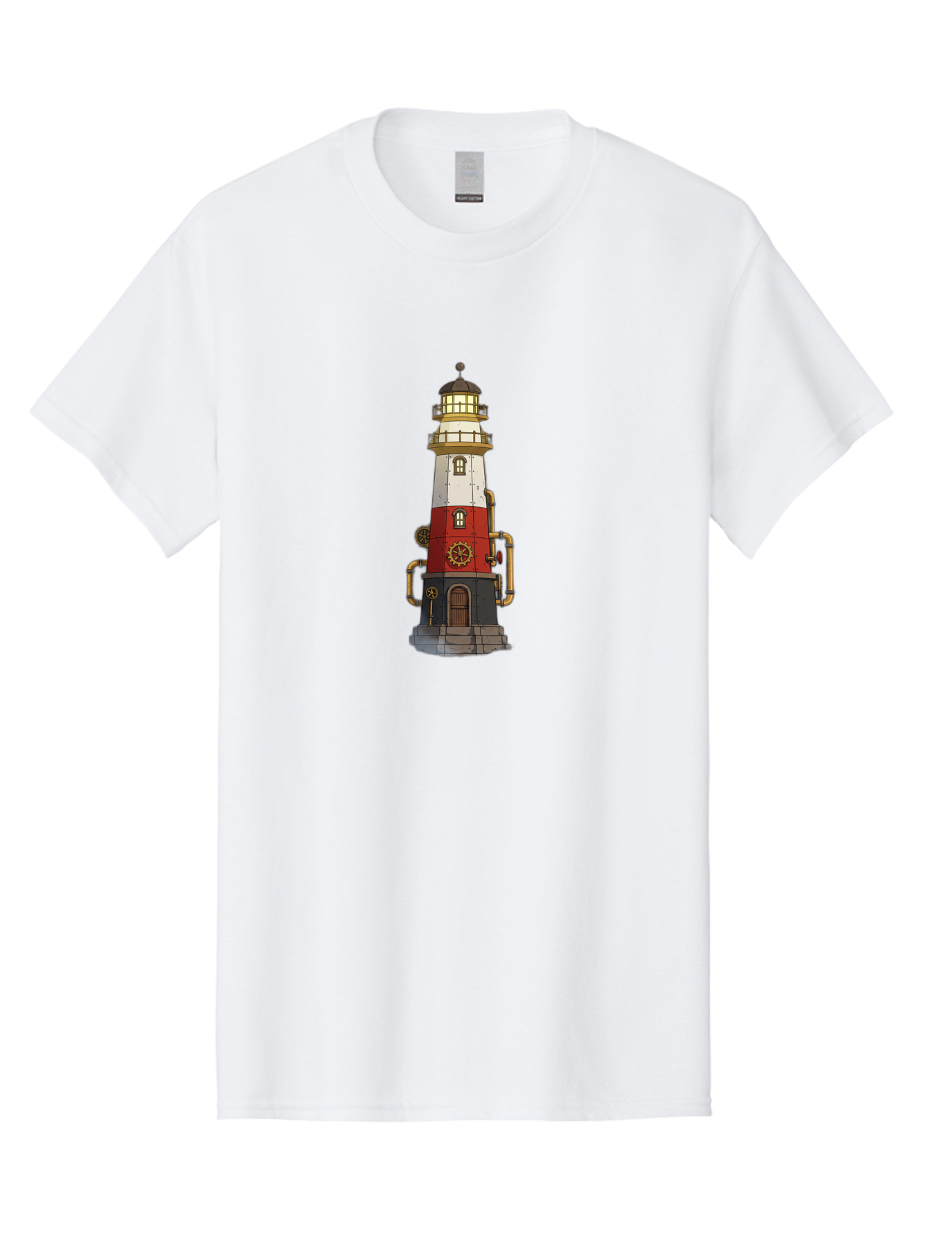 Steampunk-Lighthouse Men'S Graphic Tee, 100% Cotton, Comfortable Casual Summer Wear, Machine Washable, Vintage Camera, Old Camera, Antique Camera, Black Camera, Classic Photography, Photography Equipment, Nostalgic Device, Film Camera, Bah186