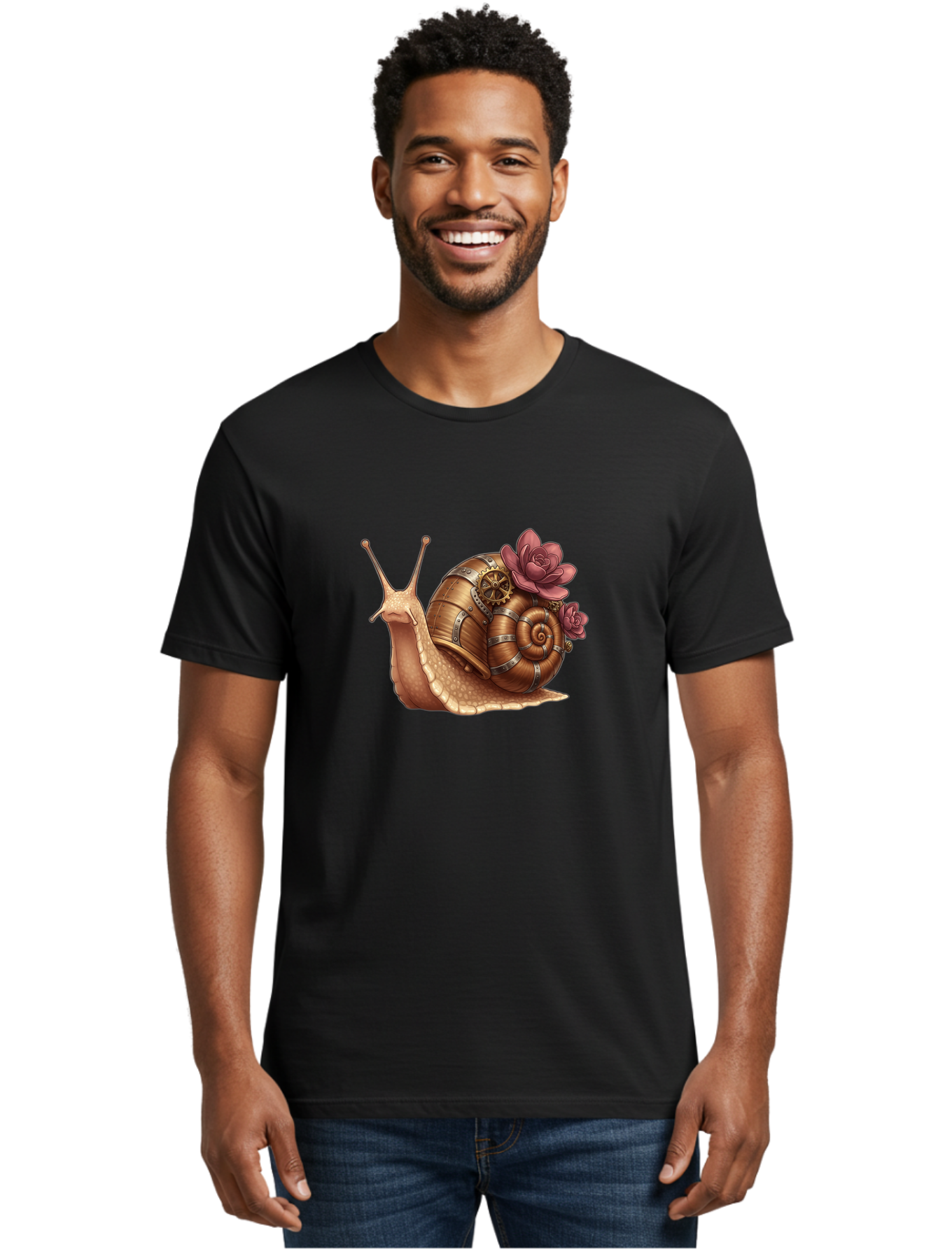 Steampunk-Snail Men'S Graphic Tee, 100% Cotton, Comfortable Casual Summer Wear, Machine Washable, Vintage Camera, Old Camera, Antique Camera, Black Camera, Classic Photography, Photography Equipment, Nostalgic Device, Film Camera, Camera Art Bah188