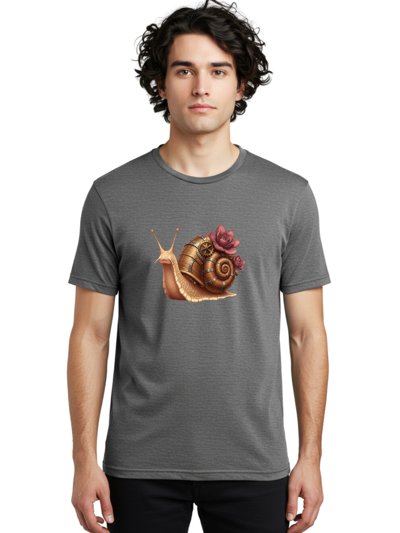 Steampunk-Snail Men'S Graphic Tee, 100% Cotton, Comfortable Casual Summer Wear, Machine Washable, Vintage Camera, Old Camera, Antique Camera, Black Camera, Classic Photography, Photography Equipment, Nostalgic Device, Film Camera, Camera Art Bah188