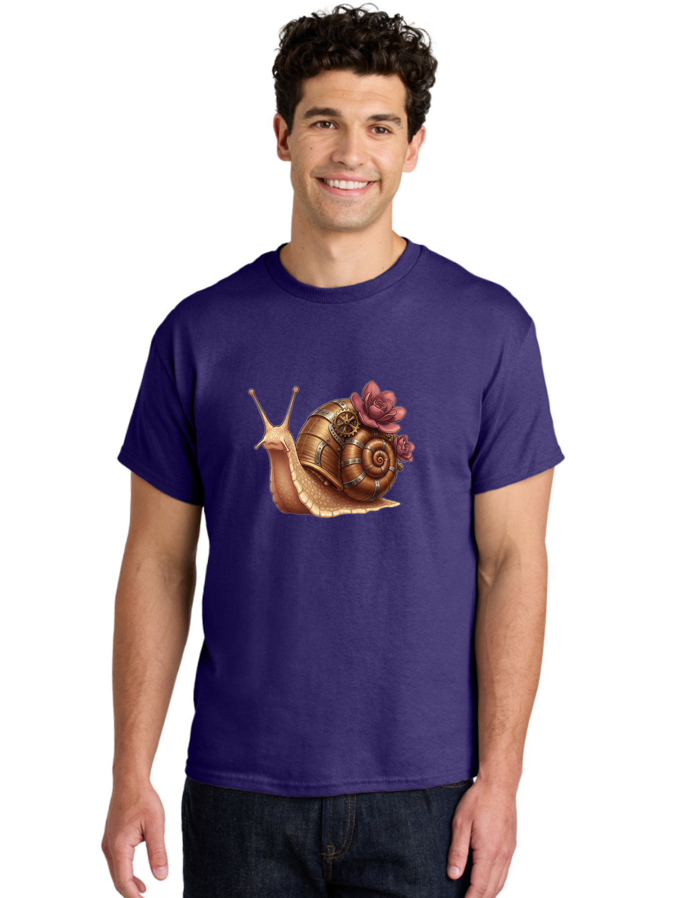 Steampunk-Snail Men'S Graphic Tee, 100% Cotton, Comfortable Casual Summer Wear, Machine Washable, Vintage Camera, Old Camera, Antique Camera, Black Camera, Classic Photography, Photography Equipment, Nostalgic Device, Film Camera, Camera Art Bah188