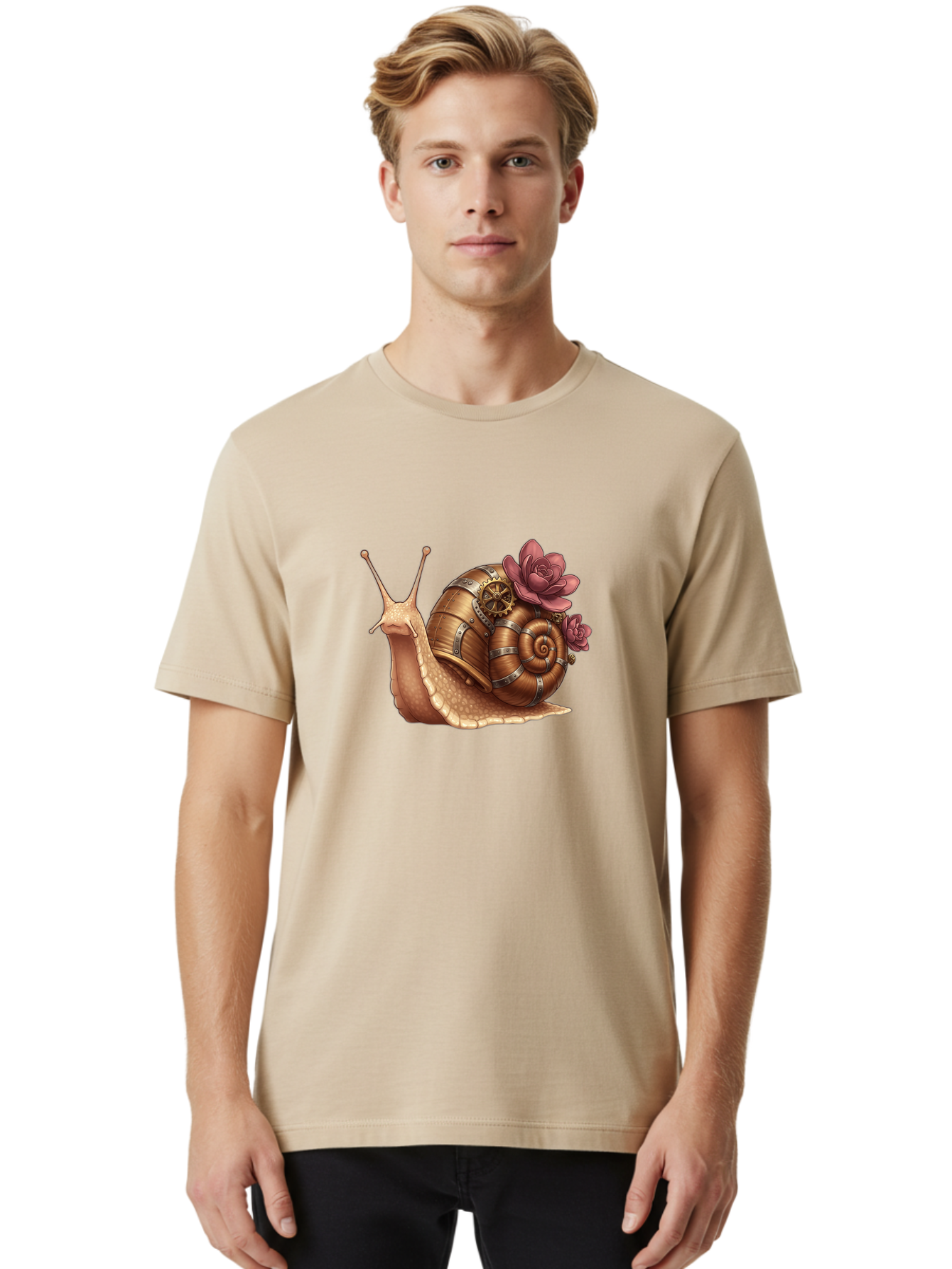 Steampunk-Snail Men'S Graphic Tee, 100% Cotton, Comfortable Casual Summer Wear, Machine Washable, Vintage Camera, Old Camera, Antique Camera, Black Camera, Classic Photography, Photography Equipment, Nostalgic Device, Film Camera, Camera Art Bah188