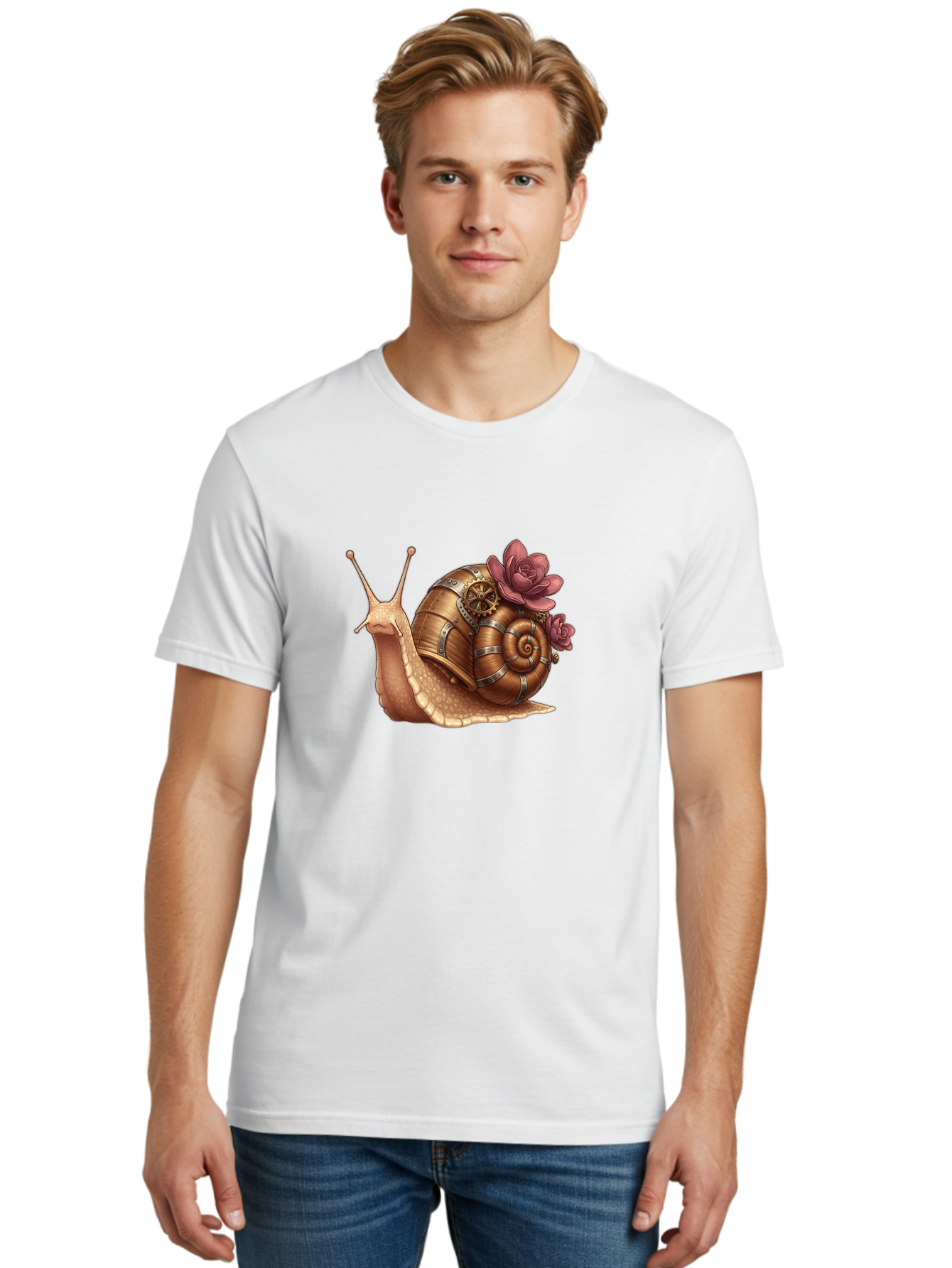 Steampunk-Snail Men'S Graphic Tee, 100% Cotton, Comfortable Casual Summer Wear, Machine Washable, Vintage Camera, Old Camera, Antique Camera, Black Camera, Classic Photography, Photography Equipment, Nostalgic Device, Film Camera, Camera Art Bah188