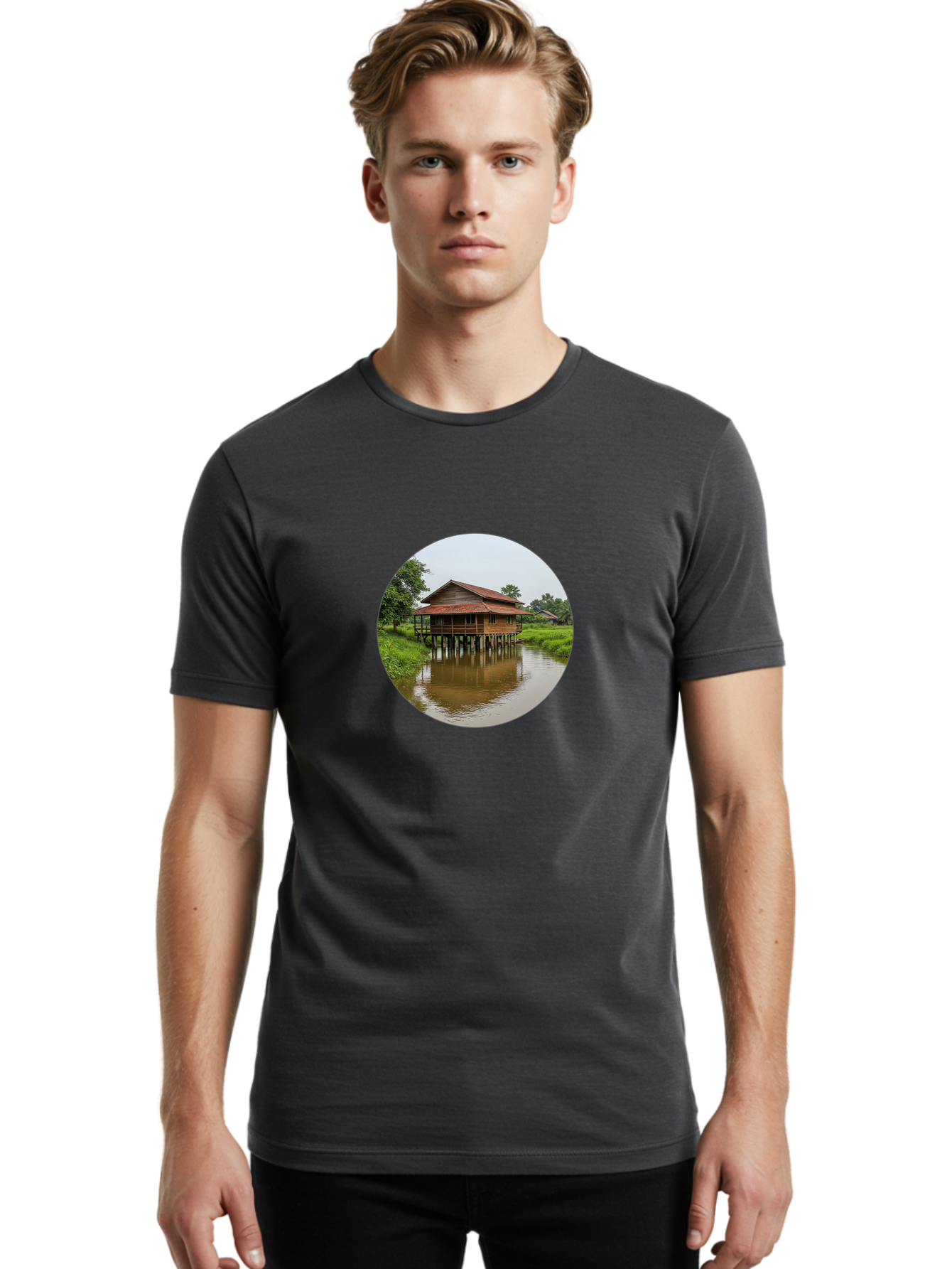 Stilt-House-2 Men'S Graphic Tee, 100% Cotton, Comfortable Casual Summer Wear, Machine Washable, Vintage Camera, Old Camera, Antique Camera, Black Camera, Classic Photography, Photography Equipment, Nostalgic Device, Film Camera, Camera Art Bah190