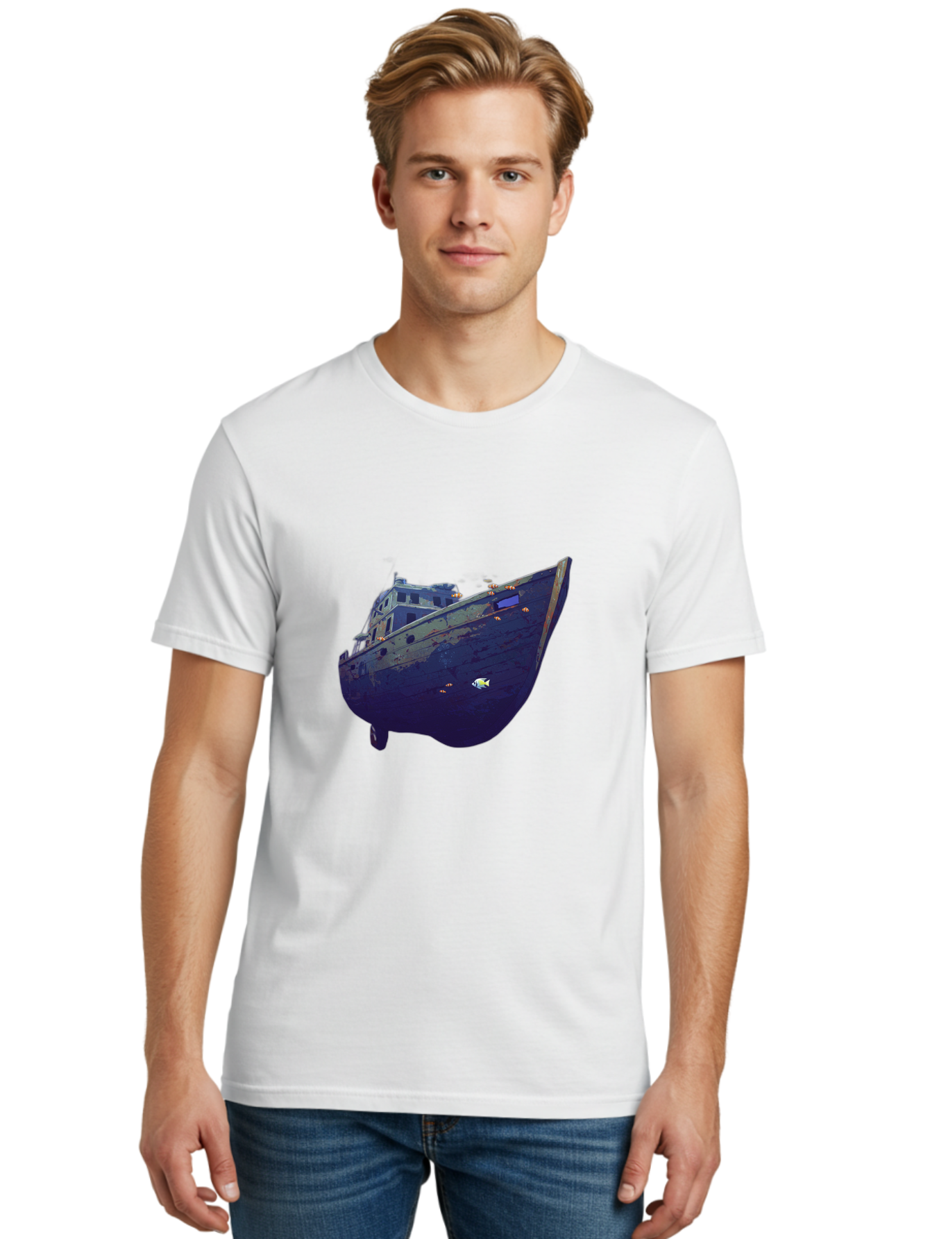 Submerged-Ship Men'S Graphic Tee, 100% Cotton, Comfortable Casual Summer Wear, Machine Washable, Vintage Camera, Old Camera, Antique Camera, Black Camera, Classic Photography, Photography Equipment, Nostalgic Device, Film Camera, Camera Art Bah196