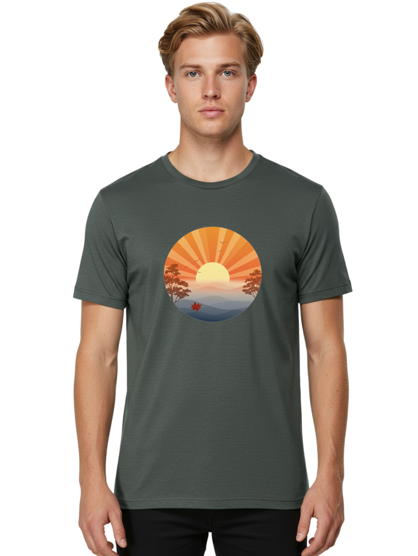 Sunset-Landscape Men'S Graphic Tee, 100% Cotton, Comfortable Casual Summer Wear, Machine Washable, Vintage Camera, Old Camera, Antique Camera, Black Camera, Classic Photography, Photography Equipment, Nostalgic Device, Film Camera, Camera Art Bah208