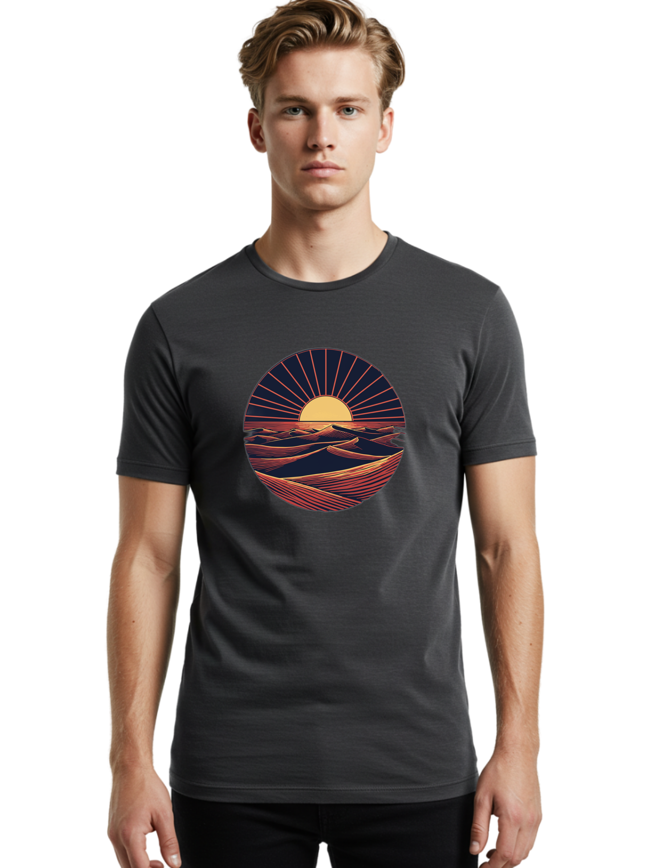 Sunset-Over-Waves Men'S Graphic Tee, 100% Cotton, Comfortable Casual Summer Wear, Machine Washable, Vintage Camera, Old Camera, Antique Camera, Black Camera, Classic Photography, Photography Equipment, Nostalgic Device, Film Camera, Camera Art Bah209