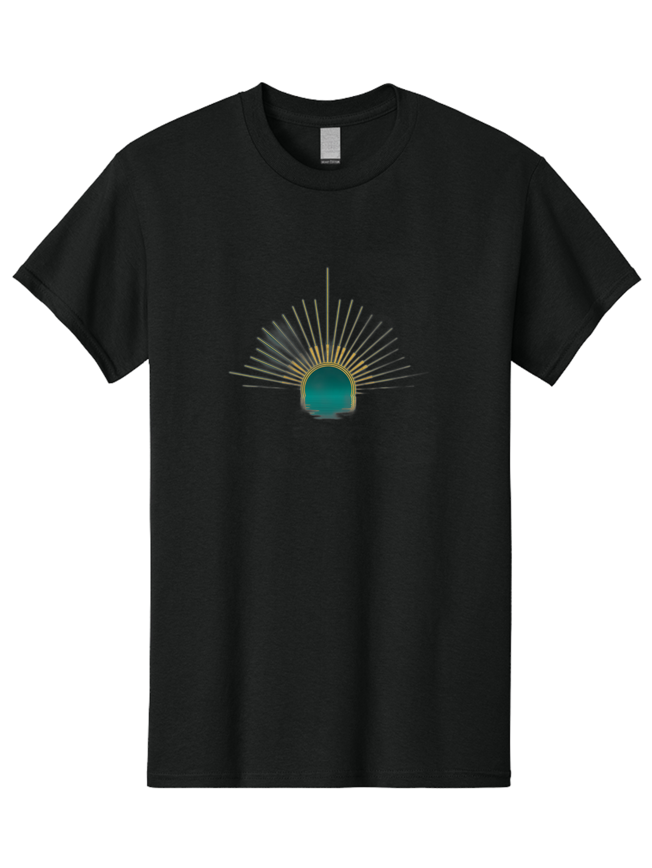 Teal-Sunburst Men'S Graphic Tee, 100% Cotton, Comfortable Casual Summer Wear, Machine Washable, Vintage Camera, Old Camera, Antique Camera, Black Camera, Classic Photography, Photography Equipment, Nostalgic Device, Film Camera, Camera Art Bah229