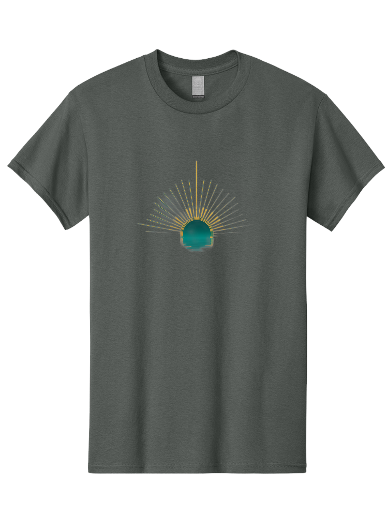 Teal-Sunburst Men'S Graphic Tee, 100% Cotton, Comfortable Casual Summer Wear, Machine Washable, Vintage Camera, Old Camera, Antique Camera, Black Camera, Classic Photography, Photography Equipment, Nostalgic Device, Film Camera, Camera Art Bah229