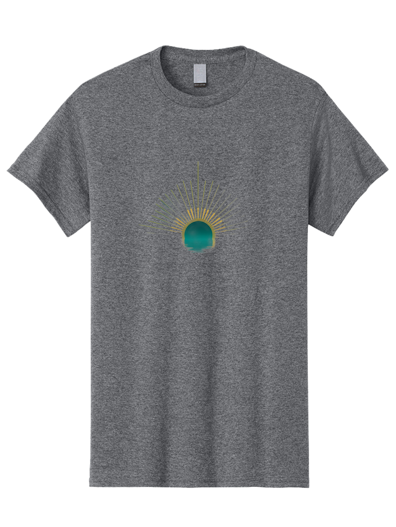 Teal-Sunburst Men'S Graphic Tee, 100% Cotton, Comfortable Casual Summer Wear, Machine Washable, Vintage Camera, Old Camera, Antique Camera, Black Camera, Classic Photography, Photography Equipment, Nostalgic Device, Film Camera, Camera Art Bah229