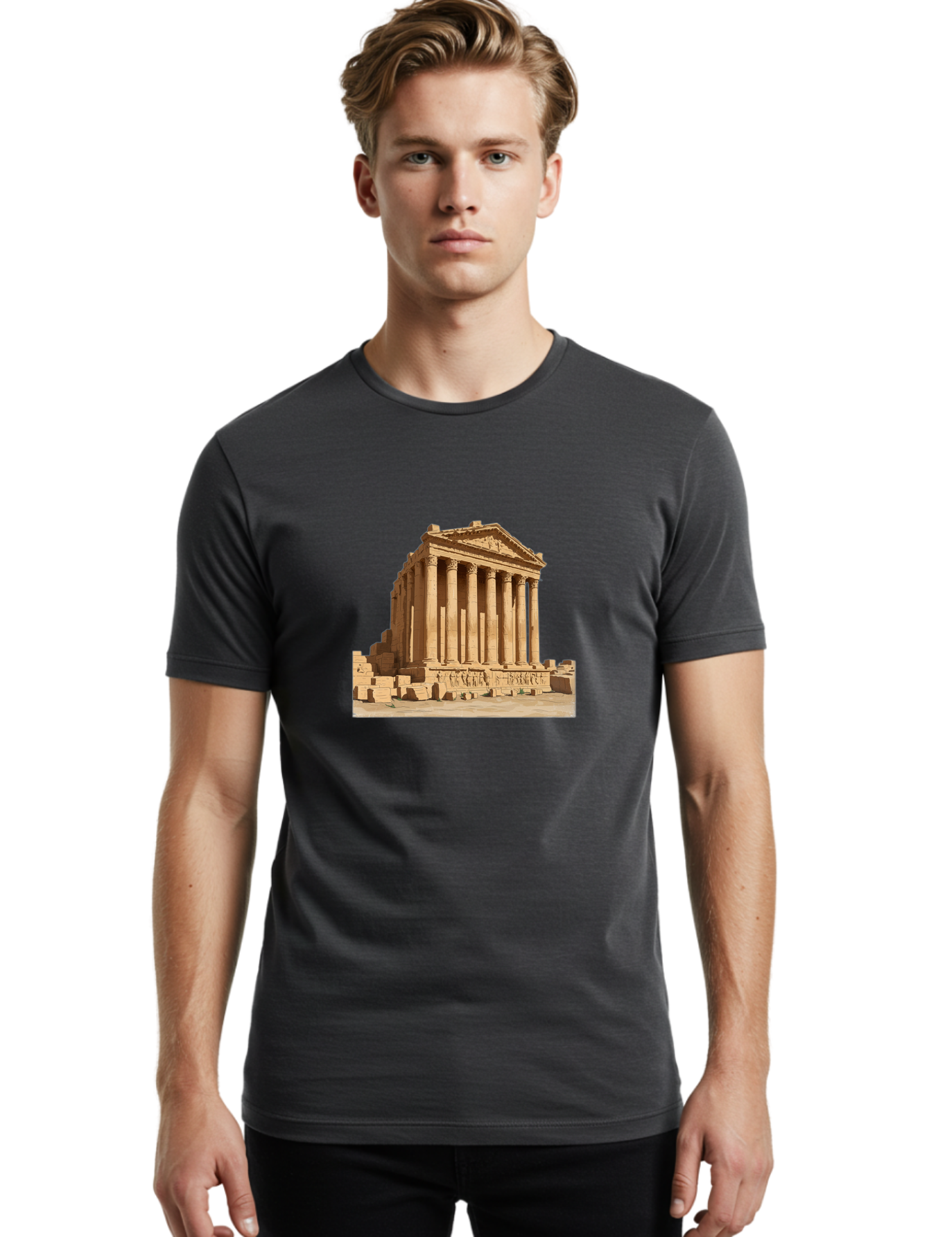 Temple-Of-Baalshamin-1 Men'S Graphic Tee, 100% Cotton, Comfortable Casual Summer Wear, Machine Washable, Vintage Camera, Old Camera, Antique Camera, Black Camera, Classic Photography, Photography Equipment, Nostalgic Device, Film Camera, Bah230