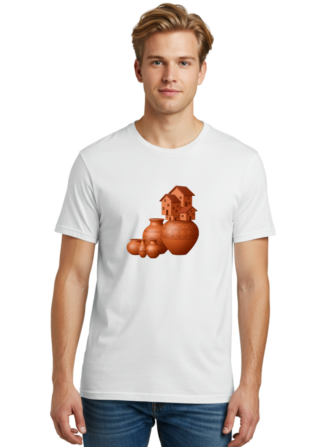 Terracotta-Pots-With-Houses Men'S Graphic Tee, 100% Cotton, Comfortable Casual Summer Wear, Machine Washable, Vintage Camera, Old Camera, Antique Camera, Black Camera, Classic Photography, Photography Equipment, Nostalgic Device, Film Camera, Bah237