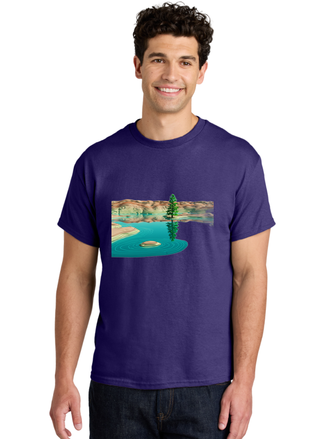 Tree-Reflection Men'S Graphic Tee, 100% Cotton, Comfortable Casual Summer Wear, Machine Washable, Vintage Camera, Old Camera, Antique Camera, Black Camera, Classic Photography, Photography Equipment, Nostalgic Device, Film Camera, Camera Art Bah286