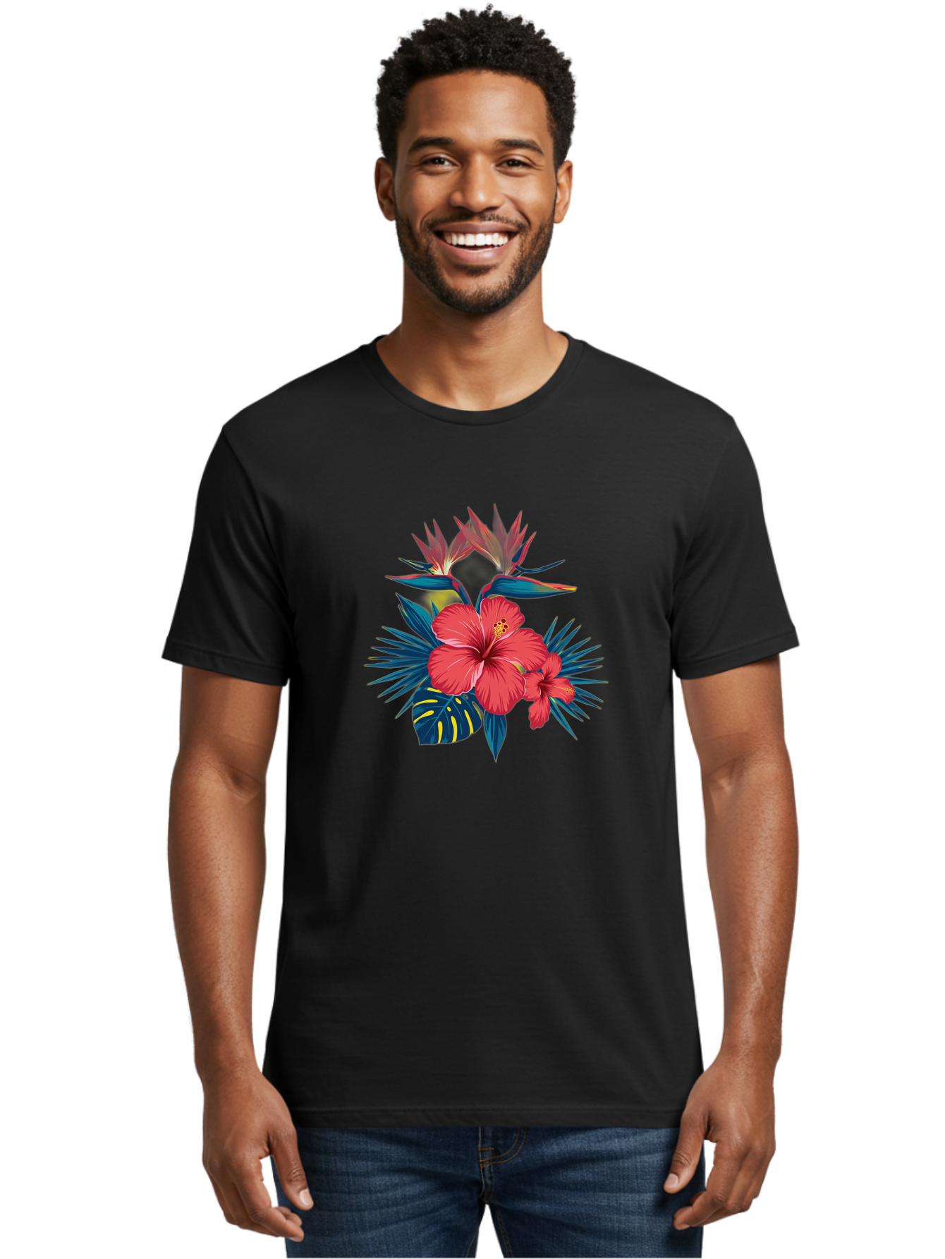 Tropical-Hibiscus Men'S Graphic Tee, 100% Cotton, Comfortable Casual Summer Wear, Machine Washable, Vintage Camera, Old Camera, Antique Camera, Black Camera, Classic Photography, Photography Equipment, Nostalgic Device, Film Camera, Camera Art Bah292