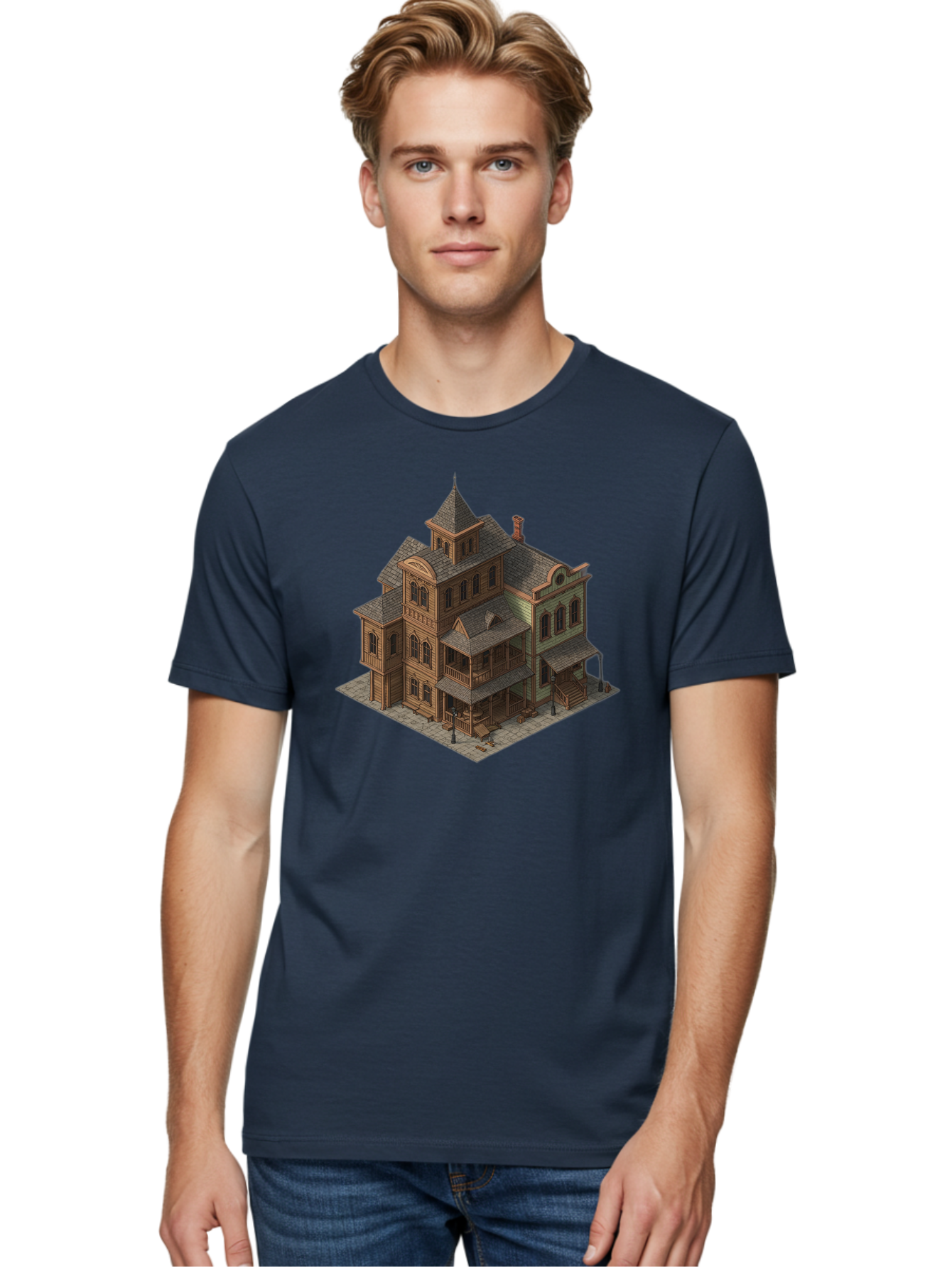 Victorian-House-1 Men'S Graphic Tee, 100% Cotton, Comfortable Casual Summer Wear, Machine Washable, Vintage Camera, Old Camera, Antique Camera, Black Camera, Classic Photography, Photography Equipment, Nostalgic Device, Film Camera, Camera Art Bah315