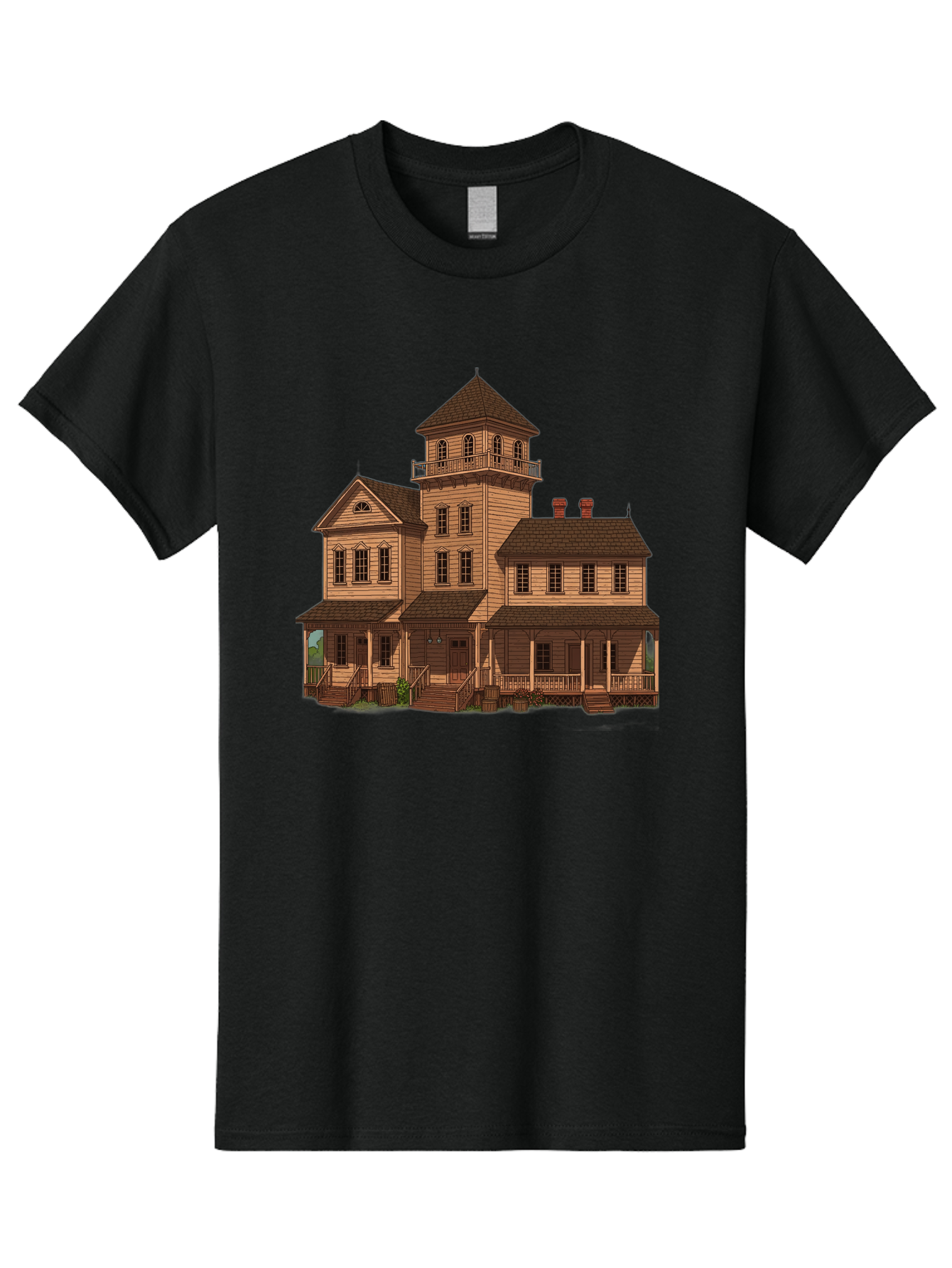 Victorian-Mansion-1 Men'S Graphic Tee, 100% Cotton, Comfortable Casual Summer Wear, Machine Washable, Vintage Camera, Old Camera, Antique Camera, Black Camera, Classic Photography, Photography Equipment, Nostalgic Device, Film Camera, Bah317