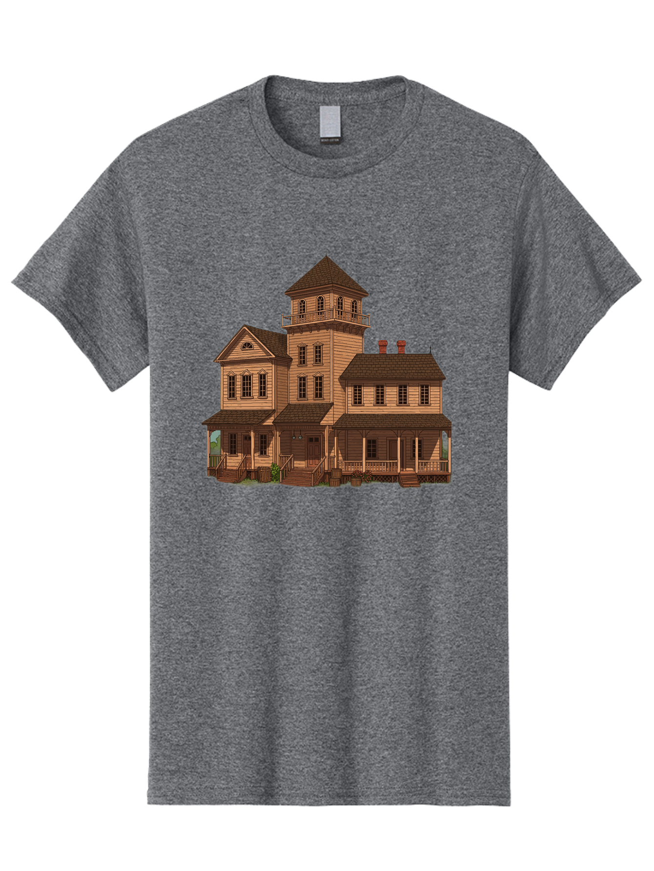 Victorian-Mansion-1 Men'S Graphic Tee, 100% Cotton, Comfortable Casual Summer Wear, Machine Washable, Vintage Camera, Old Camera, Antique Camera, Black Camera, Classic Photography, Photography Equipment, Nostalgic Device, Film Camera, Bah317