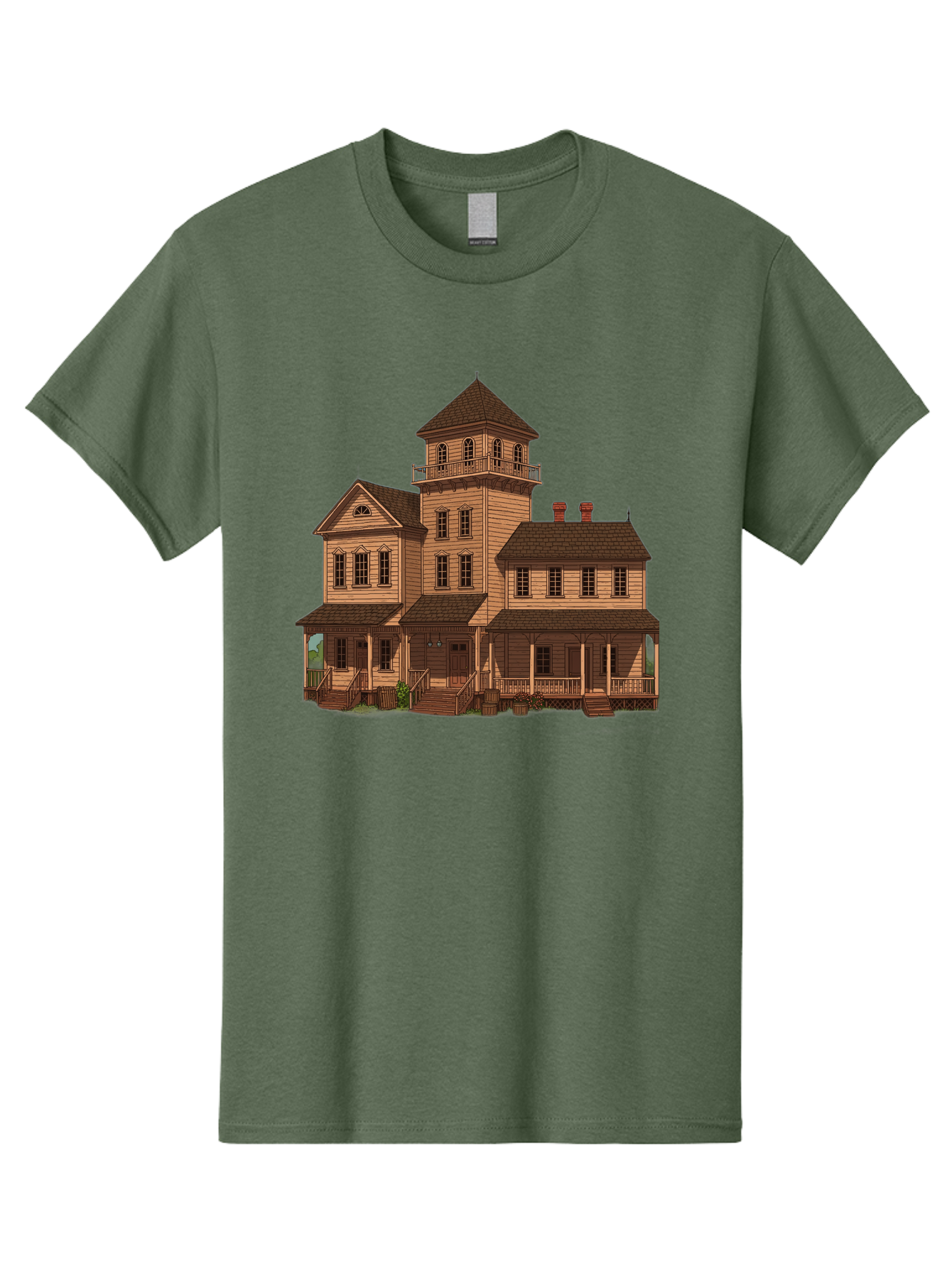 Victorian-Mansion-1 Men'S Graphic Tee, 100% Cotton, Comfortable Casual Summer Wear, Machine Washable, Vintage Camera, Old Camera, Antique Camera, Black Camera, Classic Photography, Photography Equipment, Nostalgic Device, Film Camera, Bah317