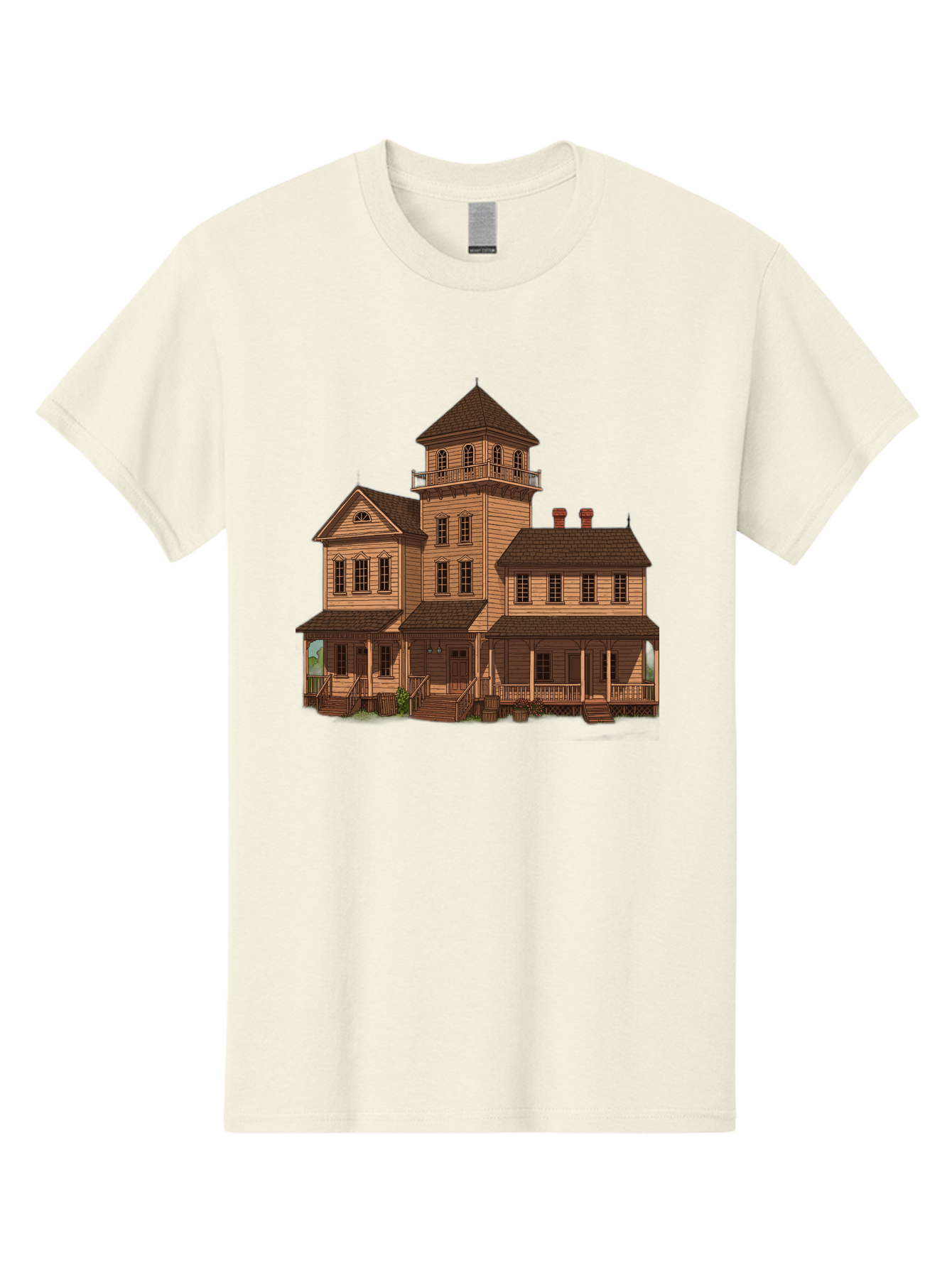 Victorian-Mansion-1 Men'S Graphic Tee, 100% Cotton, Comfortable Casual Summer Wear, Machine Washable, Vintage Camera, Old Camera, Antique Camera, Black Camera, Classic Photography, Photography Equipment, Nostalgic Device, Film Camera, Bah317