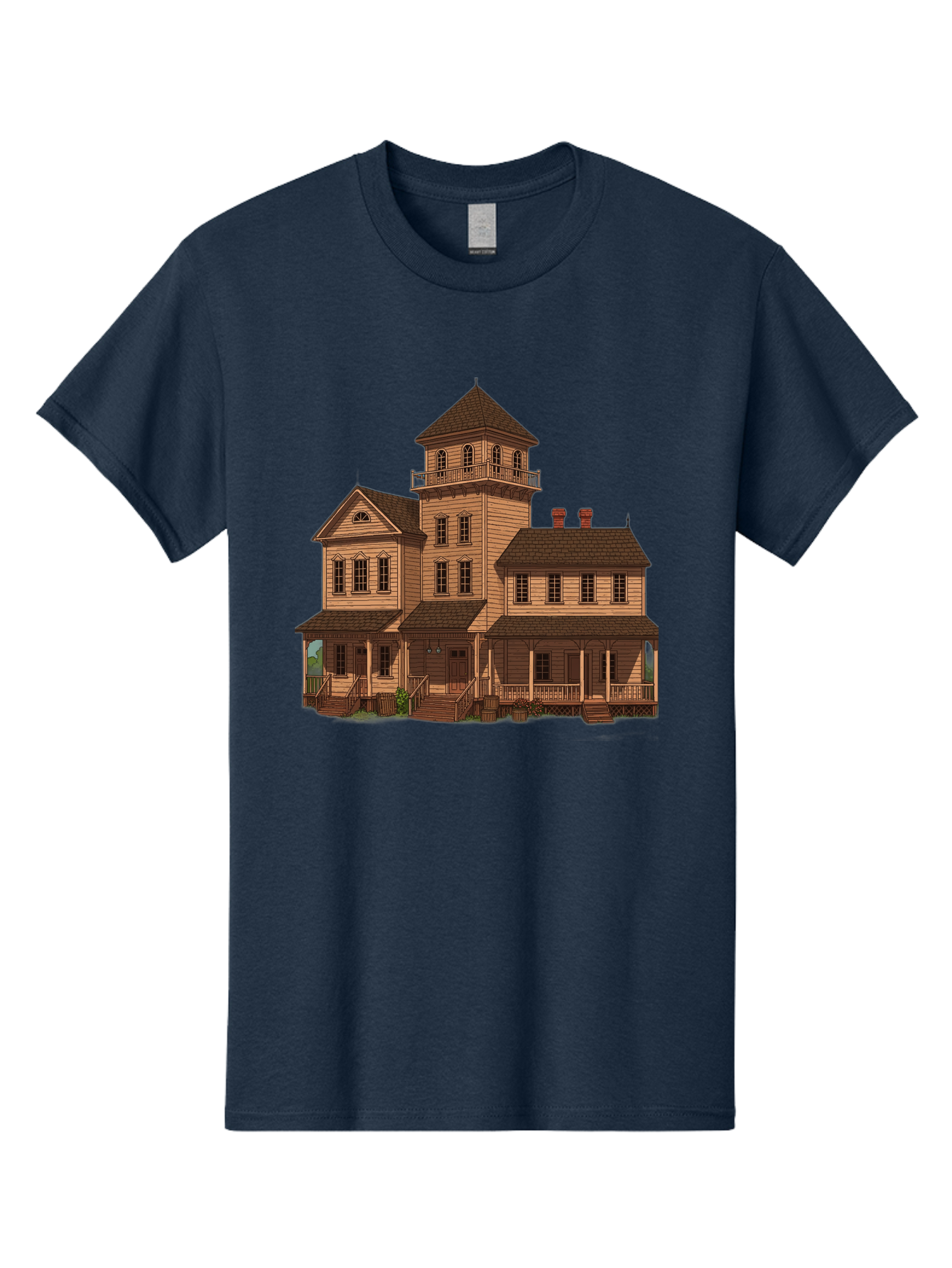Victorian-Mansion-1 Men'S Graphic Tee, 100% Cotton, Comfortable Casual Summer Wear, Machine Washable, Vintage Camera, Old Camera, Antique Camera, Black Camera, Classic Photography, Photography Equipment, Nostalgic Device, Film Camera, Bah317