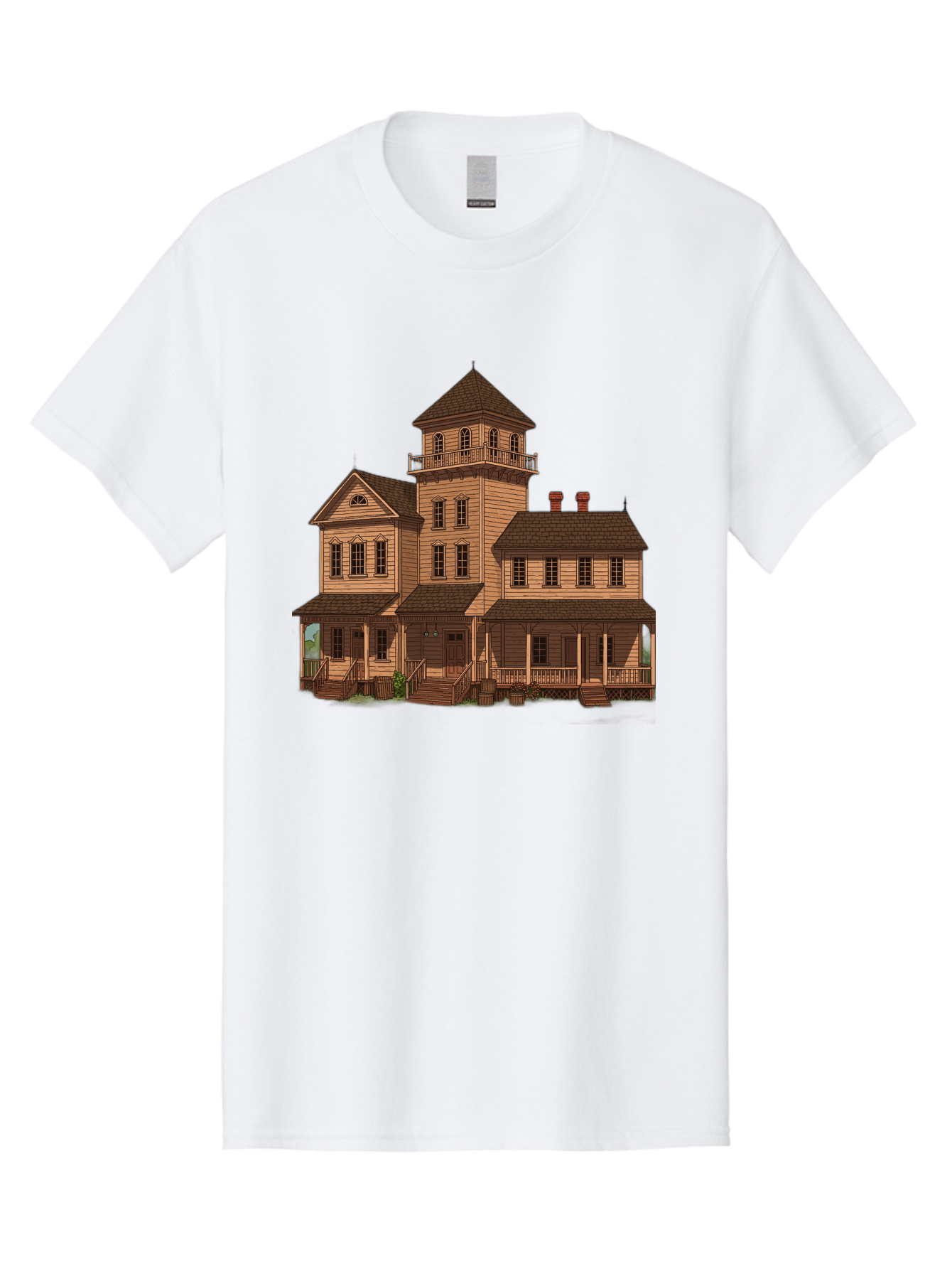 Victorian-Mansion-1 Men'S Graphic Tee, 100% Cotton, Comfortable Casual Summer Wear, Machine Washable, Vintage Camera, Old Camera, Antique Camera, Black Camera, Classic Photography, Photography Equipment, Nostalgic Device, Film Camera, Bah317