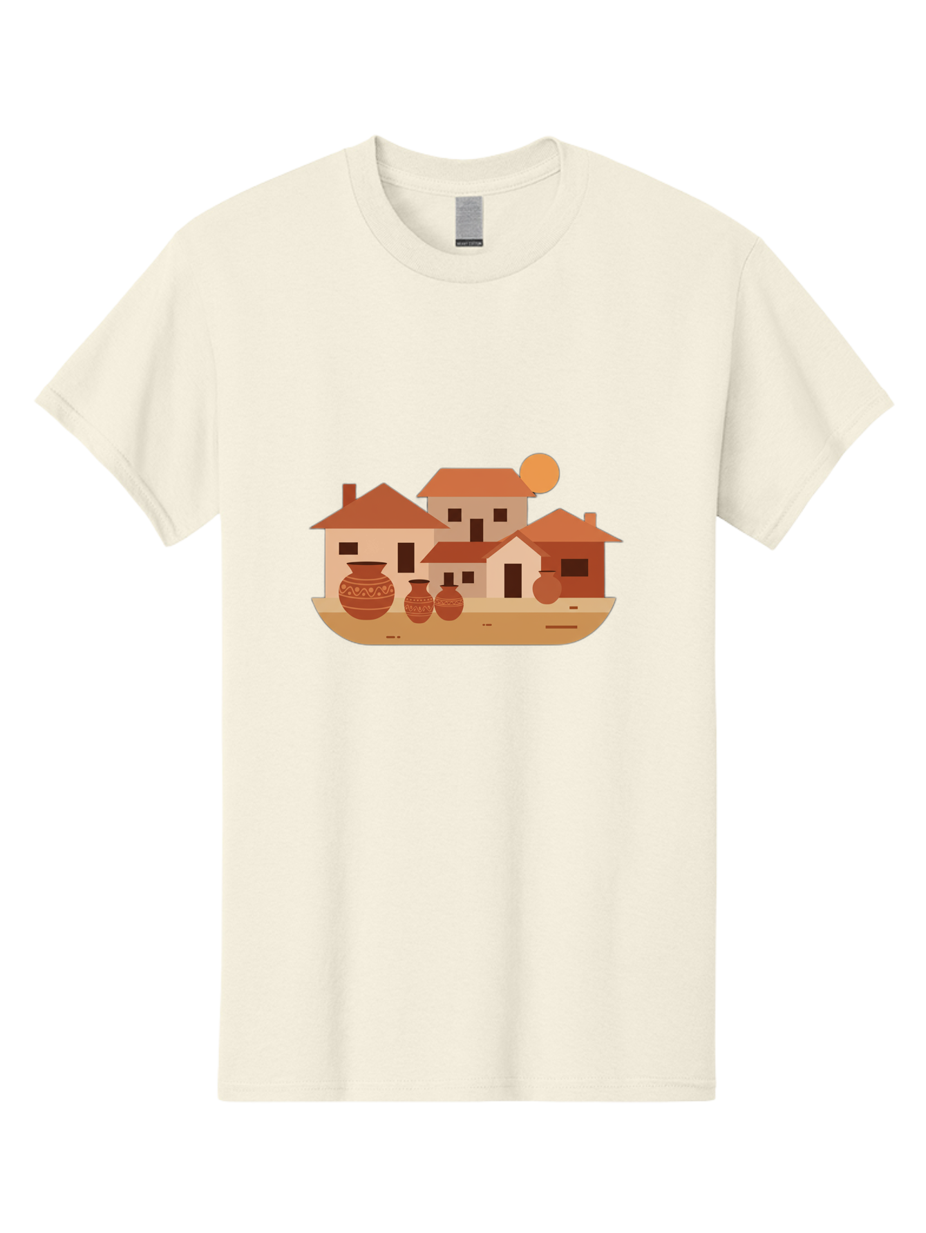 Village-Scene-1 Men'S Graphic Tee, 100% Cotton, Comfortable Casual Summer Wear, Machine Washable, Vintage Camera, Old Camera, Antique Camera, Black Camera, Classic Photography, Photography Equipment, Nostalgic Device, Film Camera, Camera Art Bah339