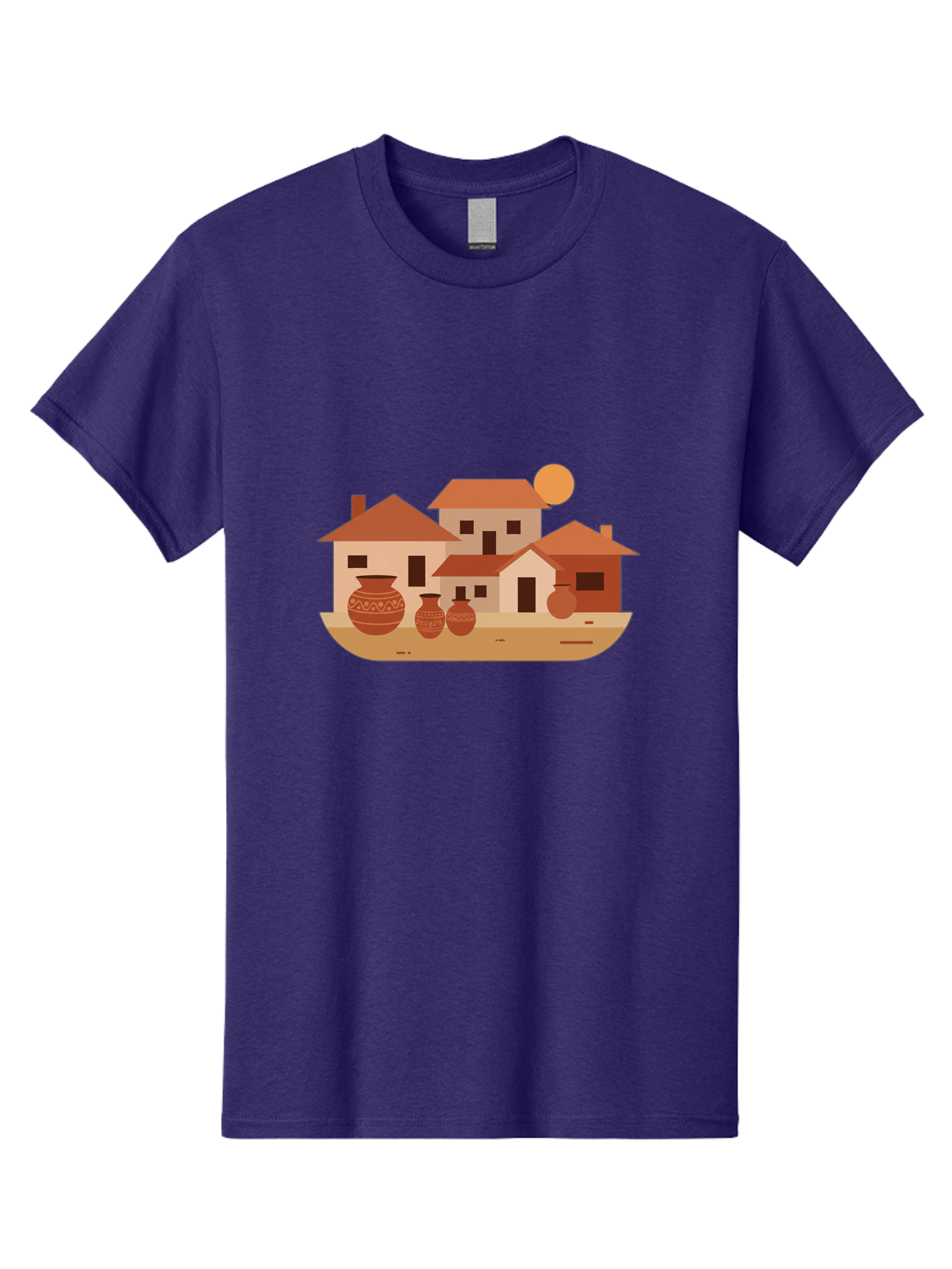 Village-Scene-1 Men'S Graphic Tee, 100% Cotton, Comfortable Casual Summer Wear, Machine Washable, Vintage Camera, Old Camera, Antique Camera, Black Camera, Classic Photography, Photography Equipment, Nostalgic Device, Film Camera, Camera Art Bah339