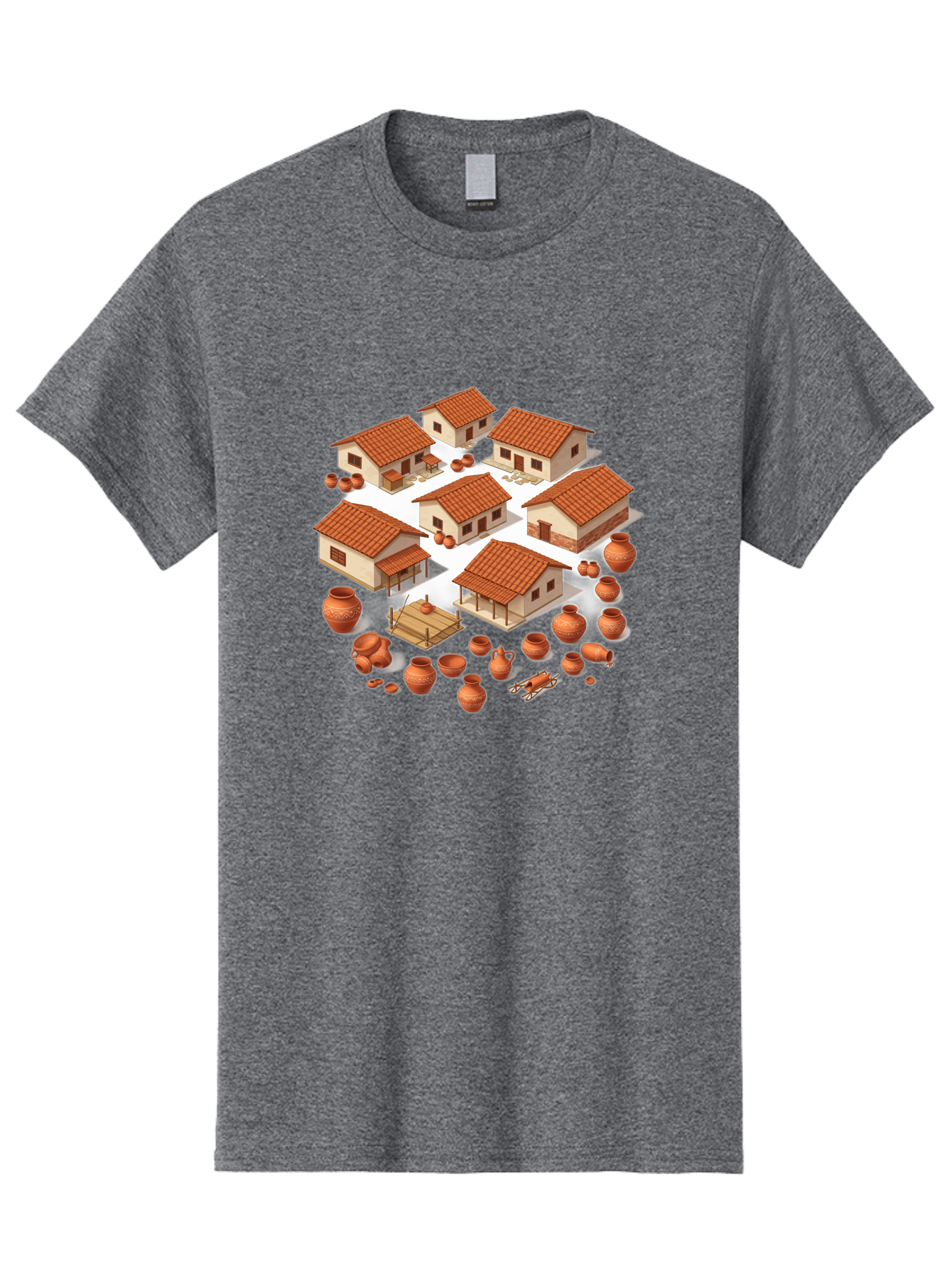 Village-Scene Men'S Graphic Tee, 100% Cotton, Comfortable Casual Summer Wear, Machine Washable, Vintage Camera, Old Camera, Antique Camera, Black Camera, Classic Photography, Photography Equipment, Nostalgic Device, Film Camera, Camera Art Bah340