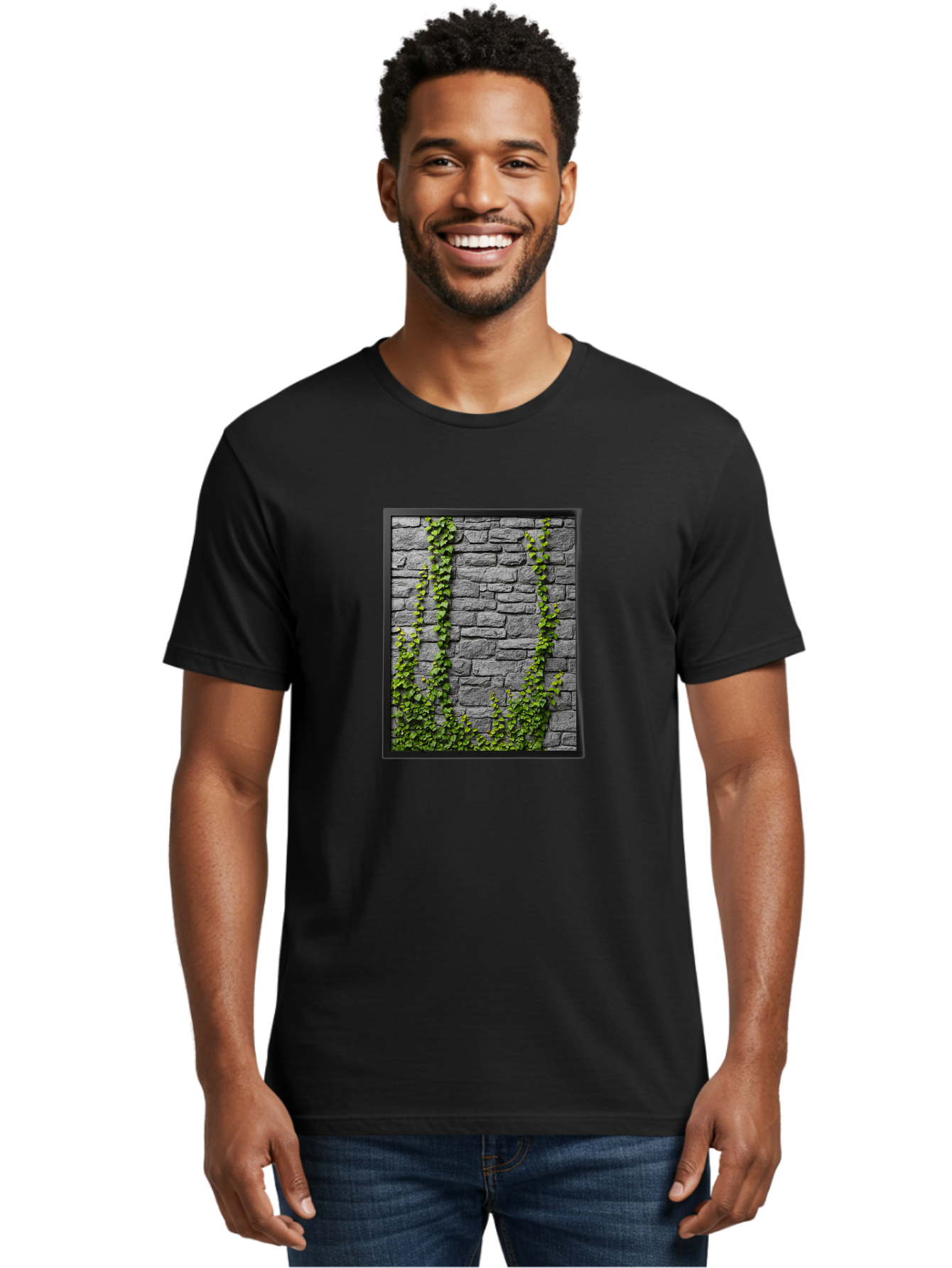 Vines-On-Stone-Wall Men'S Graphic Tee, 100% Cotton, Comfortable Casual Summer Wear, Machine Washable, Vintage Camera, Old Camera, Antique Camera, Black Camera, Classic Photography, Photography Equipment, Nostalgic Device, Film Camera, Bah342