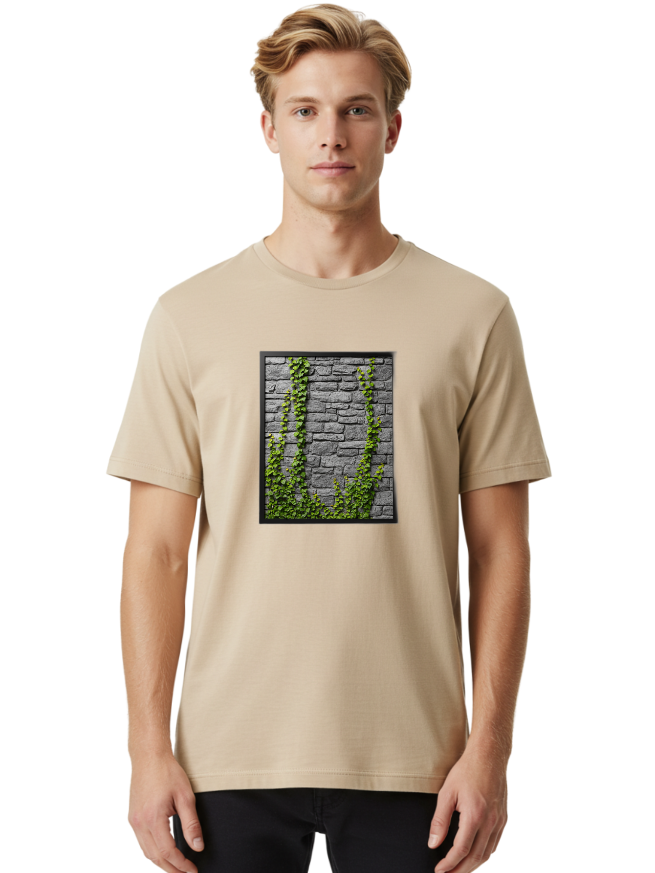 Vines-On-Stone-Wall Men'S Graphic Tee, 100% Cotton, Comfortable Casual Summer Wear, Machine Washable, Vintage Camera, Old Camera, Antique Camera, Black Camera, Classic Photography, Photography Equipment, Nostalgic Device, Film Camera, Bah342