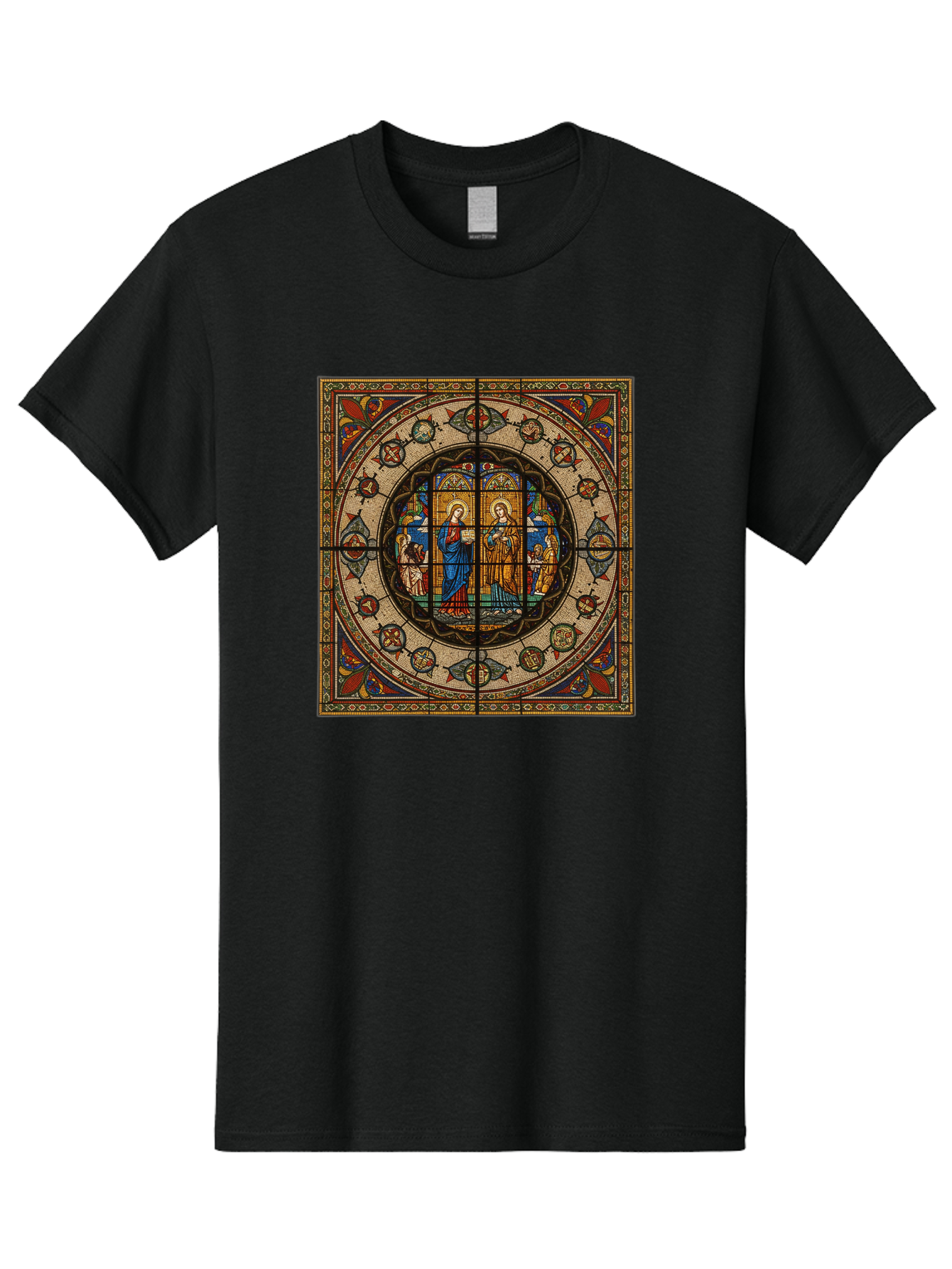 Visitation-Stained-Glass-Window Men'S Graphic Tee, 100% Cotton, Comfortable Casual Summer Wear, Machine Washable, Vintage Camera, Old Camera, Antique Camera, Black Camera, Classic Photography, Photography Equipment, Nostalgic Device, Bah349