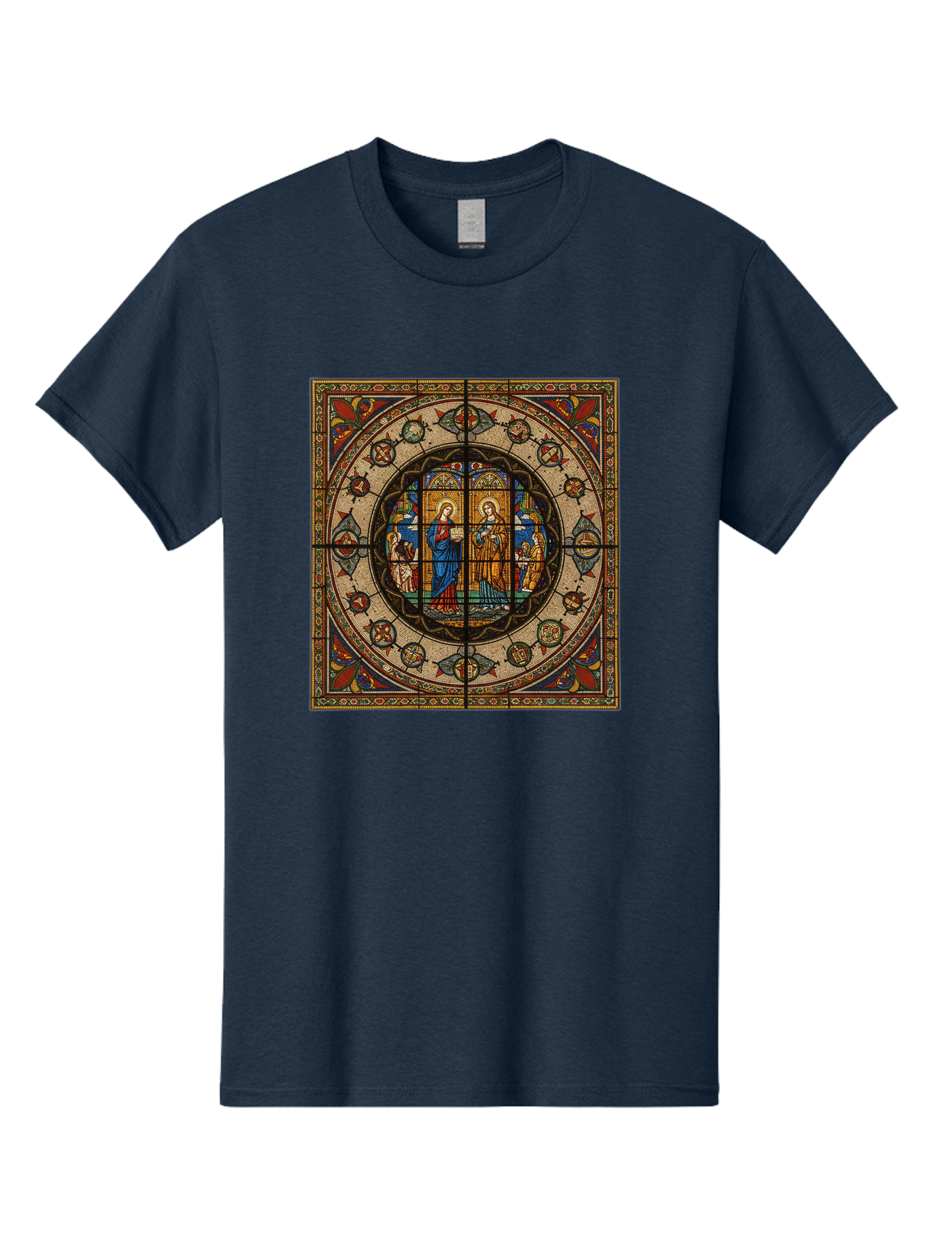 Visitation-Stained-Glass-Window Men'S Graphic Tee, 100% Cotton, Comfortable Casual Summer Wear, Machine Washable, Vintage Camera, Old Camera, Antique Camera, Black Camera, Classic Photography, Photography Equipment, Nostalgic Device, Bah349
