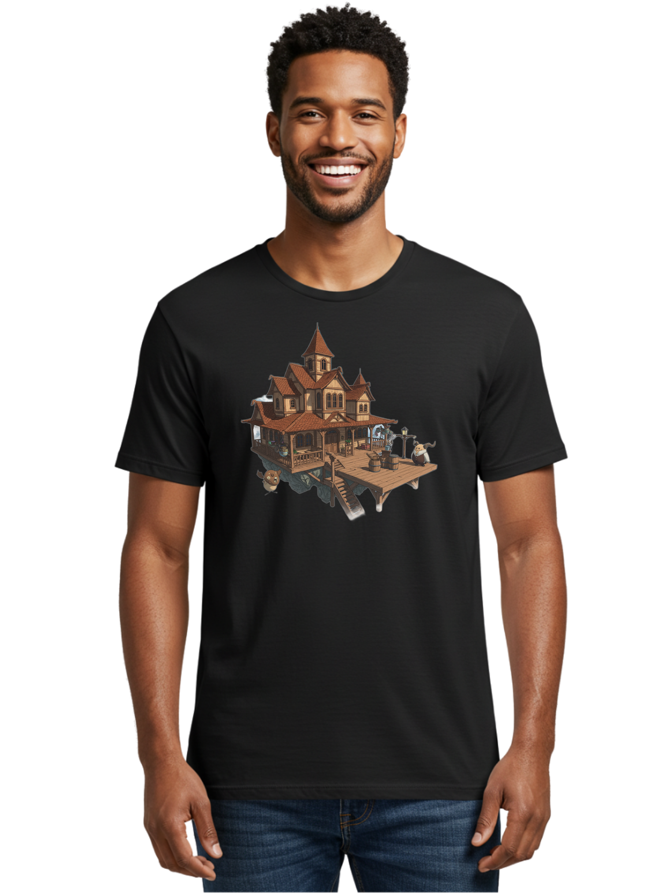 Whimsical-Wooden-Treehouse Men'S Graphic Tee, 100% Cotton, Comfortable Casual Summer Wear, Machine Washable, Vintage Camera, Old Camera, Antique Camera, Black Camera, Classic Photography, Photography Equipment, Nostalgic Device, Film Camera, Bah367