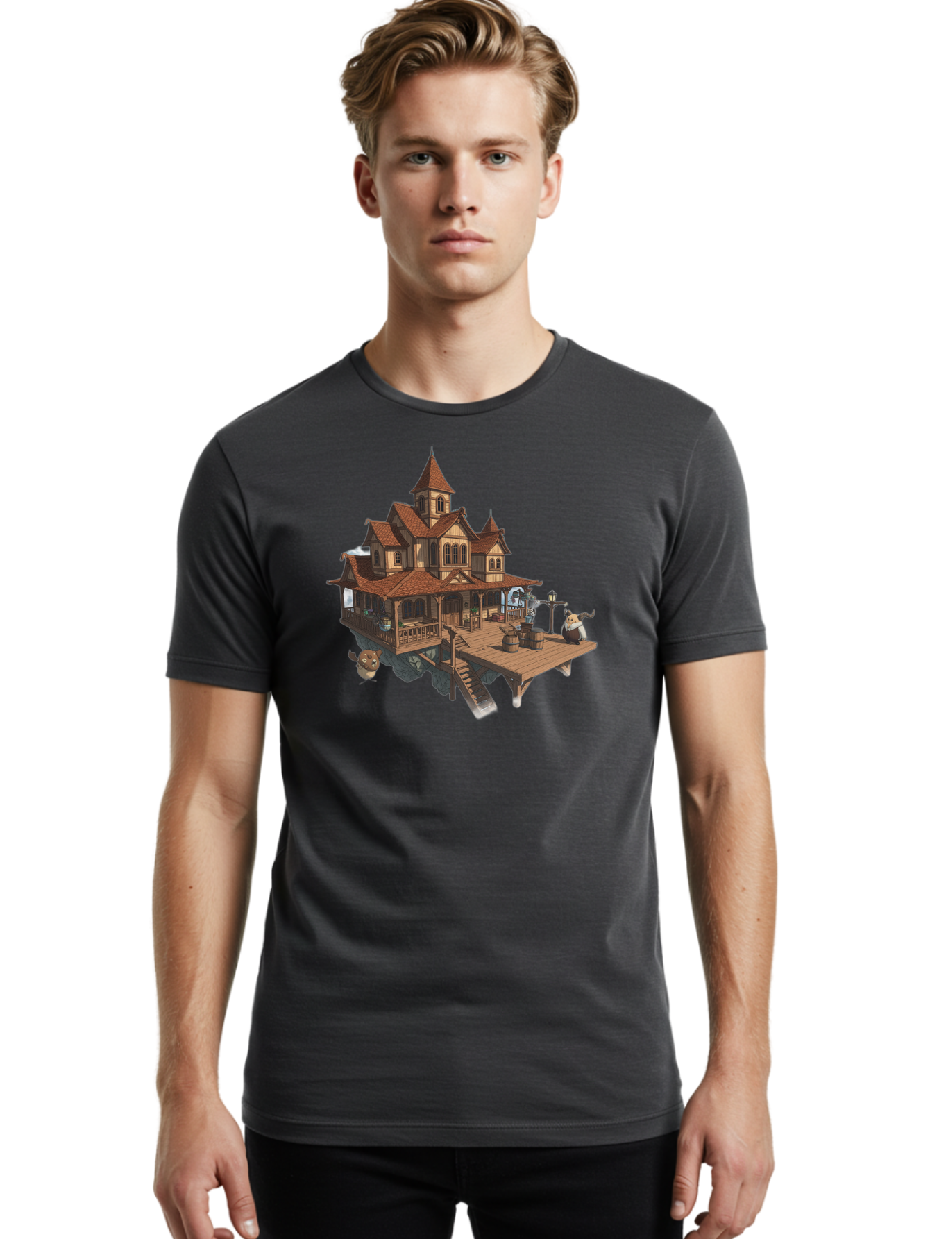 Whimsical-Wooden-Treehouse Men'S Graphic Tee, 100% Cotton, Comfortable Casual Summer Wear, Machine Washable, Vintage Camera, Old Camera, Antique Camera, Black Camera, Classic Photography, Photography Equipment, Nostalgic Device, Film Camera, Bah367