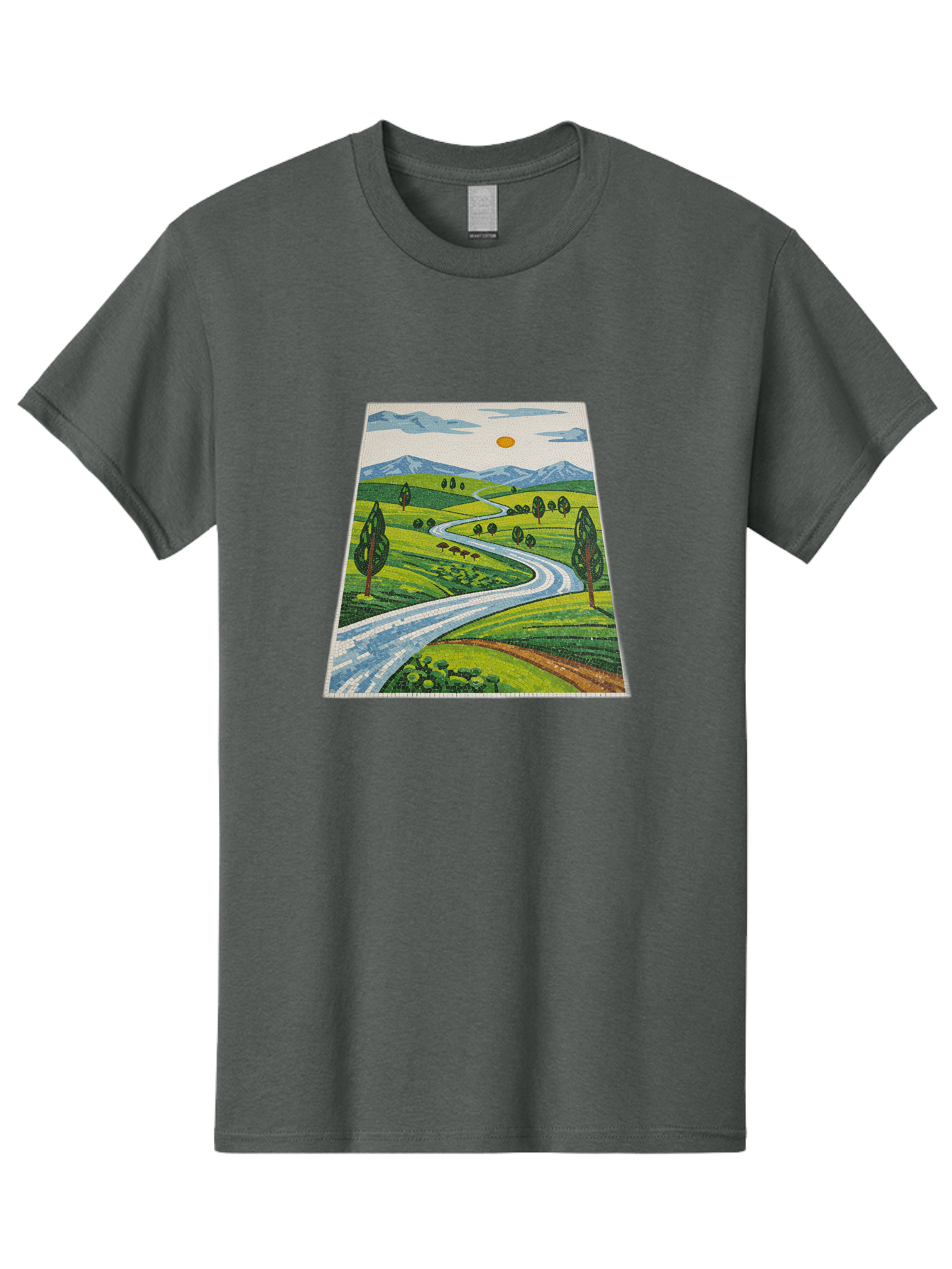 Winding-Road-Landscape Men'S Graphic Tee, 100% Cotton, Comfortable Casual Summer Wear, Machine Washable, Vintage Camera, Old Camera, Antique Camera, Black Camera, Classic Photography, Photography Equipment, Nostalgic Device, Film Camera, Bah384