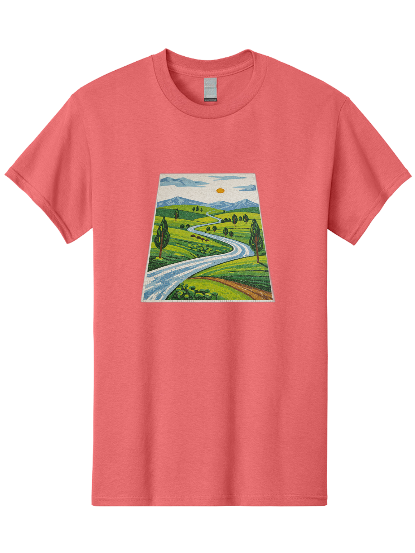 Winding-Road-Landscape Men'S Graphic Tee, 100% Cotton, Comfortable Casual Summer Wear, Machine Washable, Vintage Camera, Old Camera, Antique Camera, Black Camera, Classic Photography, Photography Equipment, Nostalgic Device, Film Camera, Bah384