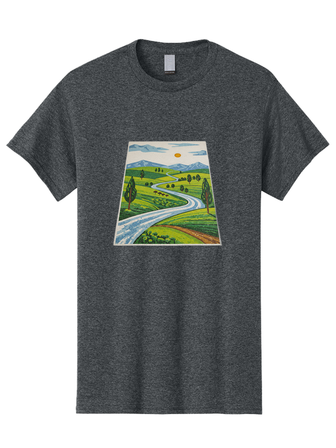 Winding-Road-Landscape Men'S Graphic Tee, 100% Cotton, Comfortable Casual Summer Wear, Machine Washable, Vintage Camera, Old Camera, Antique Camera, Black Camera, Classic Photography, Photography Equipment, Nostalgic Device, Film Camera, Bah384