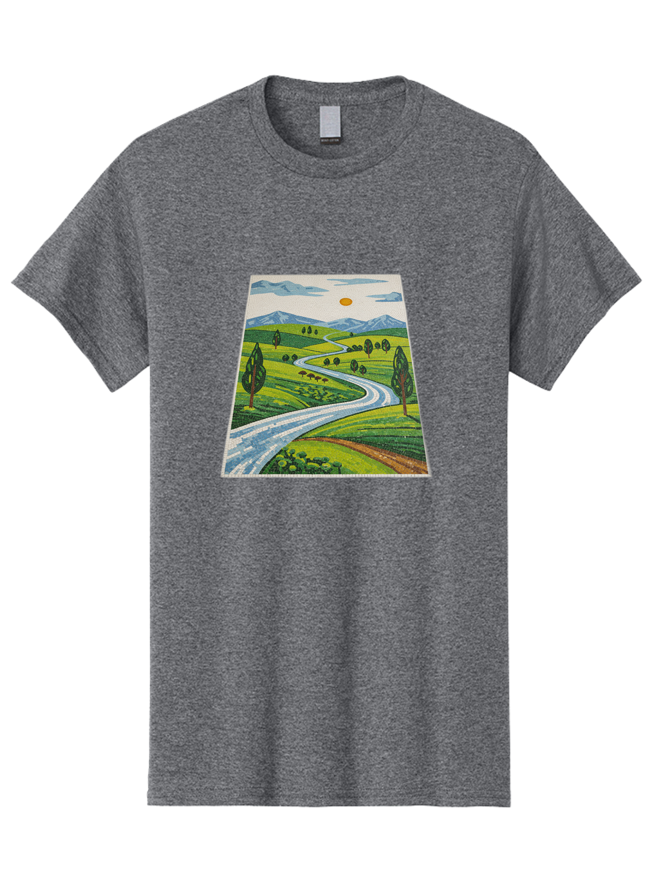 Winding-Road-Landscape Men'S Graphic Tee, 100% Cotton, Comfortable Casual Summer Wear, Machine Washable, Vintage Camera, Old Camera, Antique Camera, Black Camera, Classic Photography, Photography Equipment, Nostalgic Device, Film Camera, Bah384