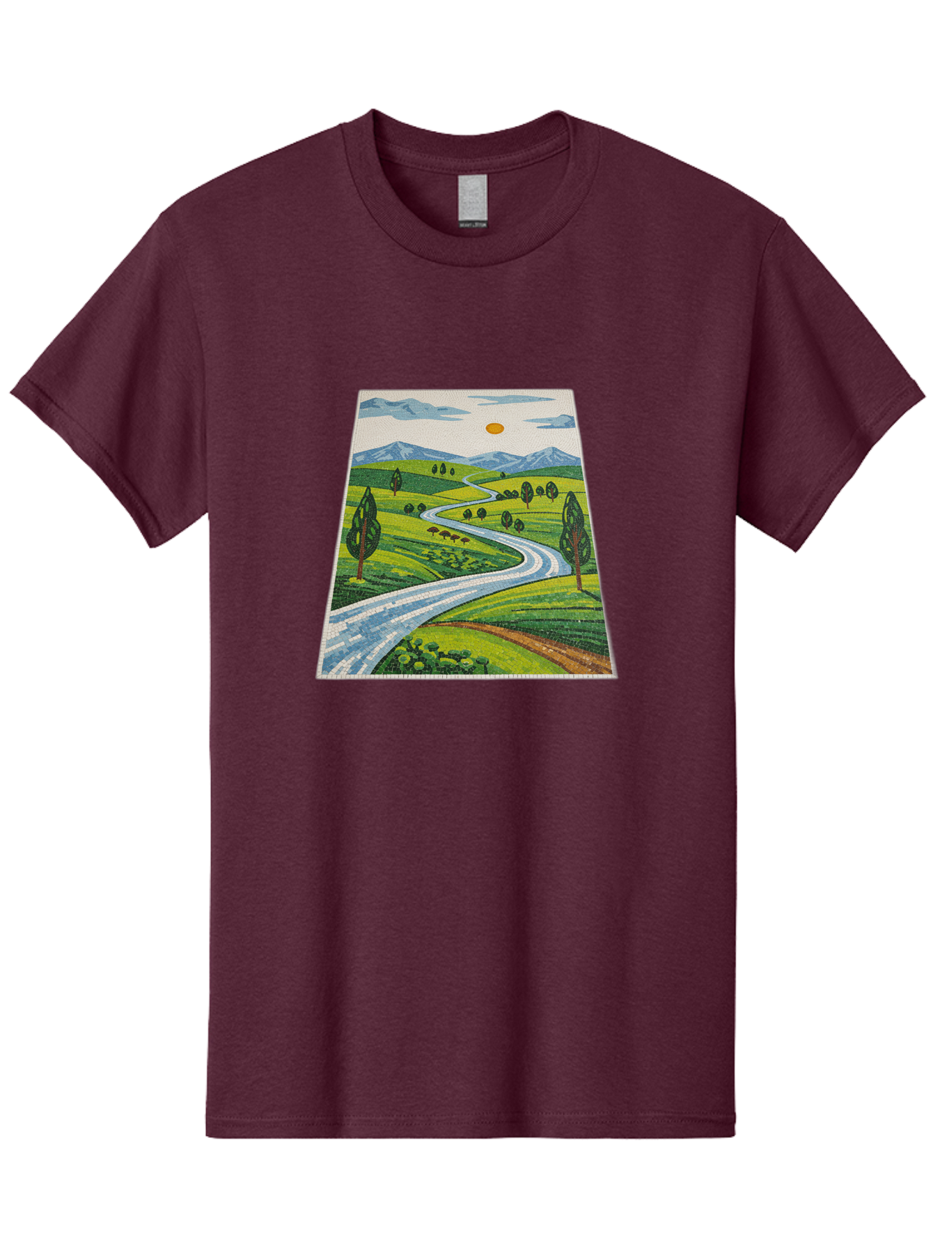 Winding-Road-Landscape Men'S Graphic Tee, 100% Cotton, Comfortable Casual Summer Wear, Machine Washable, Vintage Camera, Old Camera, Antique Camera, Black Camera, Classic Photography, Photography Equipment, Nostalgic Device, Film Camera, Bah384