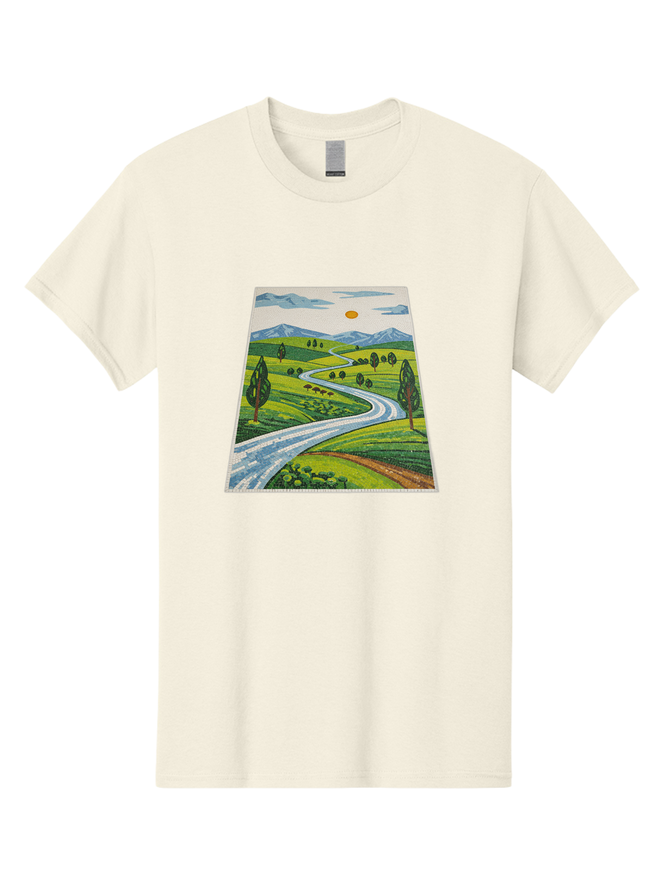 Winding-Road-Landscape Men'S Graphic Tee, 100% Cotton, Comfortable Casual Summer Wear, Machine Washable, Vintage Camera, Old Camera, Antique Camera, Black Camera, Classic Photography, Photography Equipment, Nostalgic Device, Film Camera, Bah384