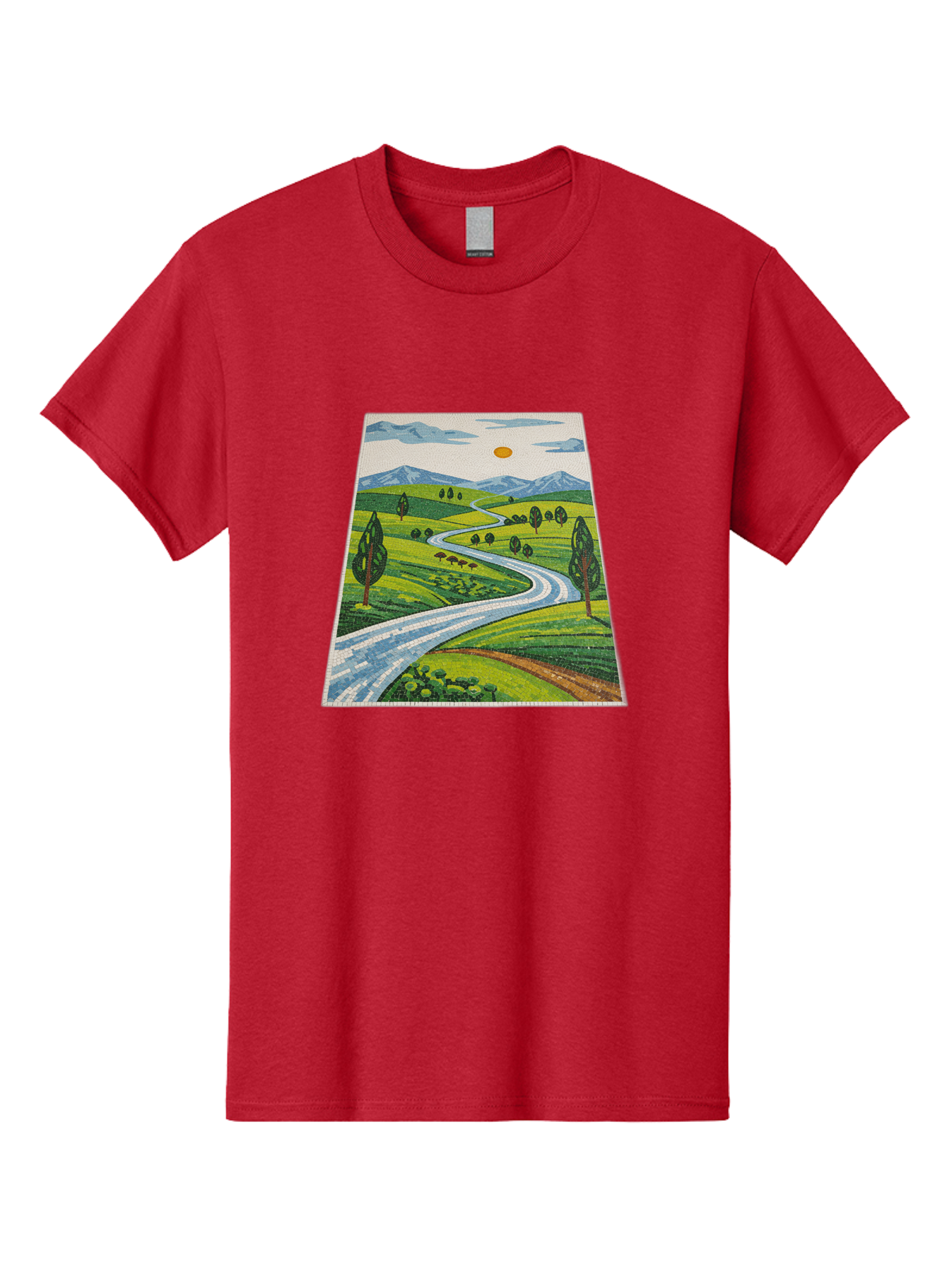 Winding-Road-Landscape Men'S Graphic Tee, 100% Cotton, Comfortable Casual Summer Wear, Machine Washable, Vintage Camera, Old Camera, Antique Camera, Black Camera, Classic Photography, Photography Equipment, Nostalgic Device, Film Camera, Bah384