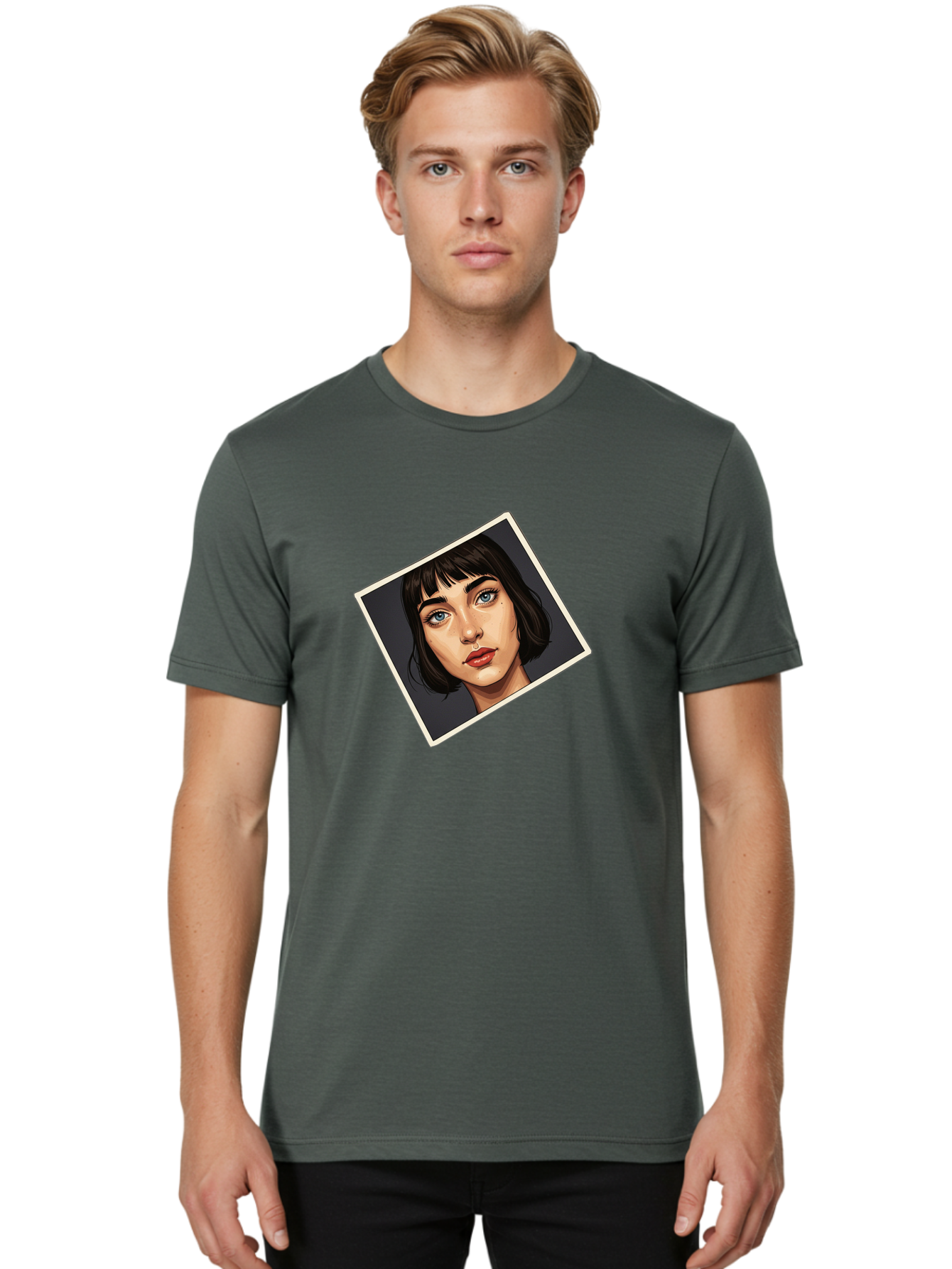 Woman-Portrait Men'S Graphic Tee, 100% Cotton, Comfortable Casual Summer Wear, Machine Washable, Vintage Camera, Old Camera, Antique Camera, Black Camera, Classic Photography, Photography Equipment, Nostalgic Device, Film Camera, Camera Art Bah394