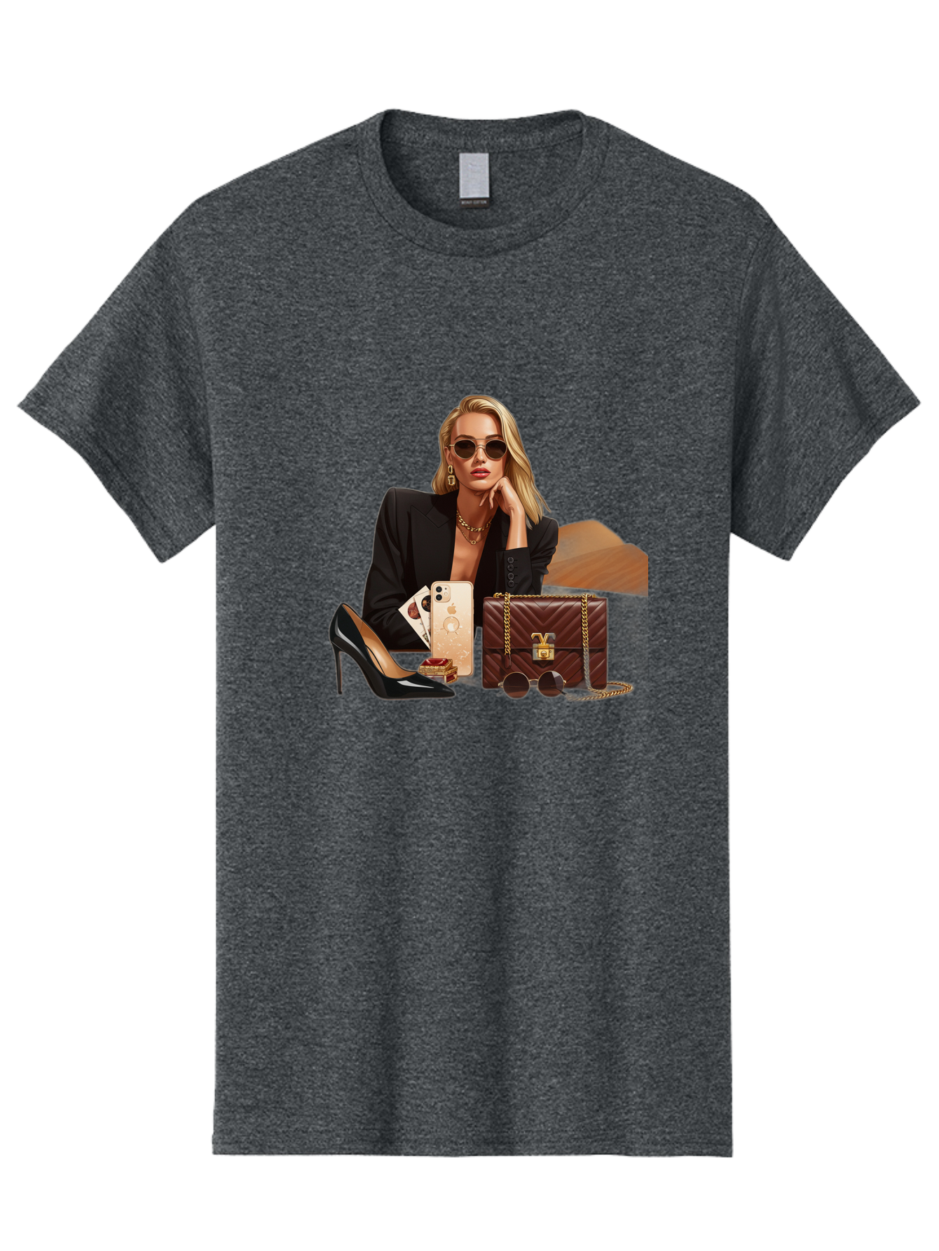 Woman-With-Luxury-Accessories Men'S Graphic Tee, 100% Cotton, Comfortable Casual Summer Wear, Machine Washable, Vintage Camera, Old Camera, Antique Camera, Black Camera, Classic Photography, Photography Equipment, Nostalgic Device, Bah395