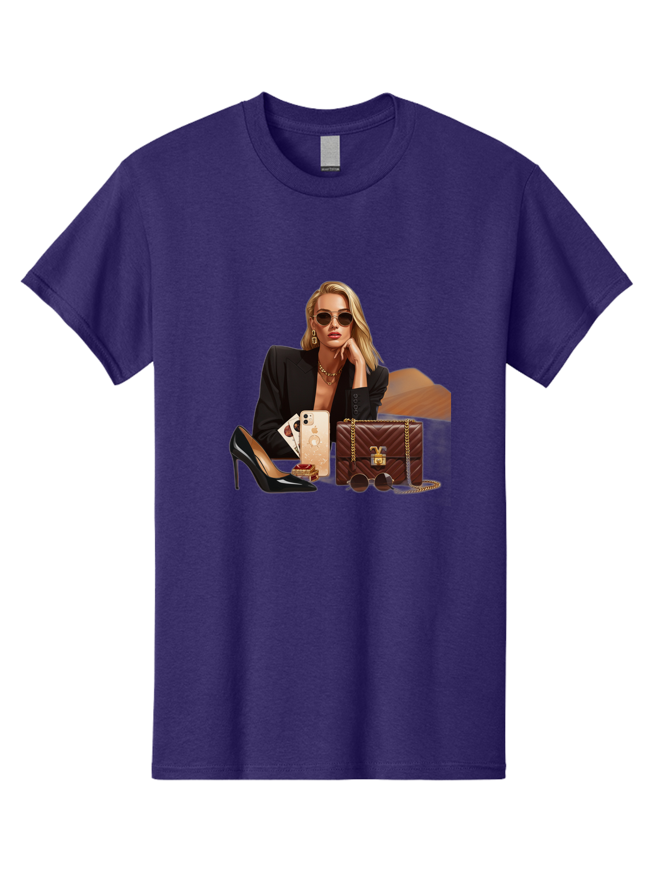 Woman-With-Luxury-Accessories Men'S Graphic Tee, 100% Cotton, Comfortable Casual Summer Wear, Machine Washable, Vintage Camera, Old Camera, Antique Camera, Black Camera, Classic Photography, Photography Equipment, Nostalgic Device, Bah395