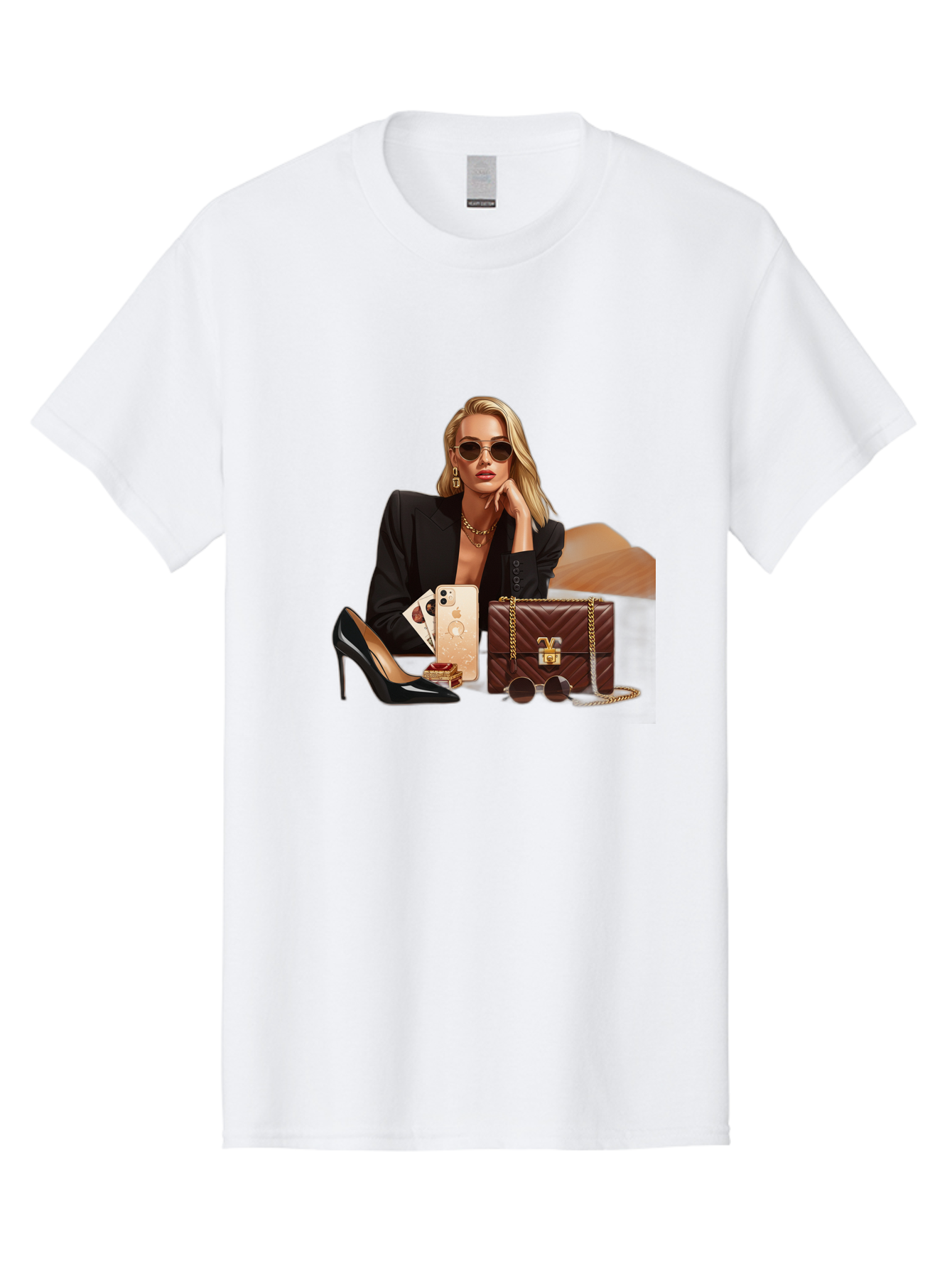 Woman-With-Luxury-Accessories Men'S Graphic Tee, 100% Cotton, Comfortable Casual Summer Wear, Machine Washable, Vintage Camera, Old Camera, Antique Camera, Black Camera, Classic Photography, Photography Equipment, Nostalgic Device, Bah395