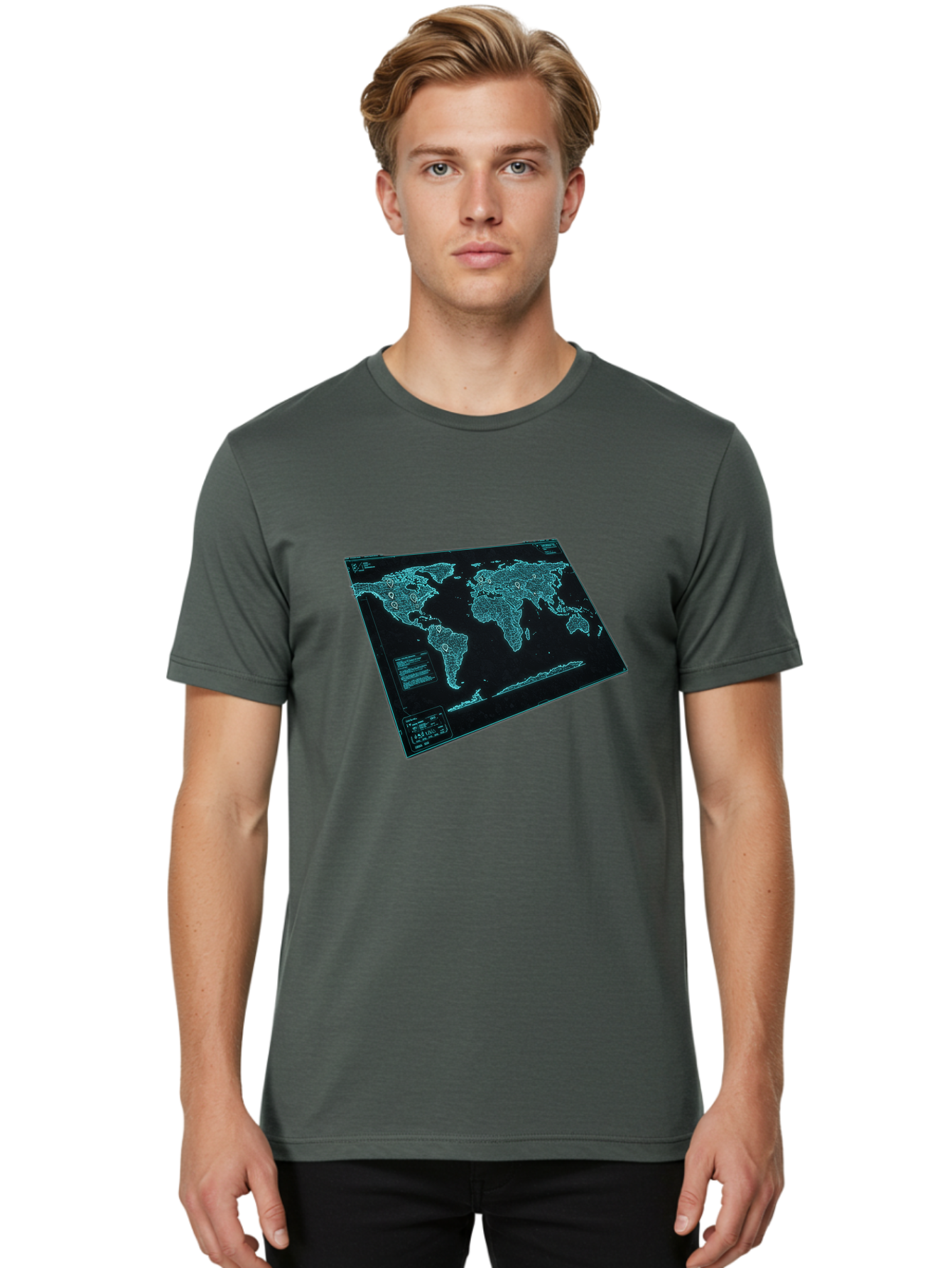 World-Map-1 Men'S Graphic Tee, 100% Cotton, Comfortable Casual Summer Wear, Machine Washable, Vintage Camera, Old Camera, Antique Camera, Black Camera, Classic Photography, Photography Equipment, Nostalgic Device, Film Camera, Camera Art Bah402